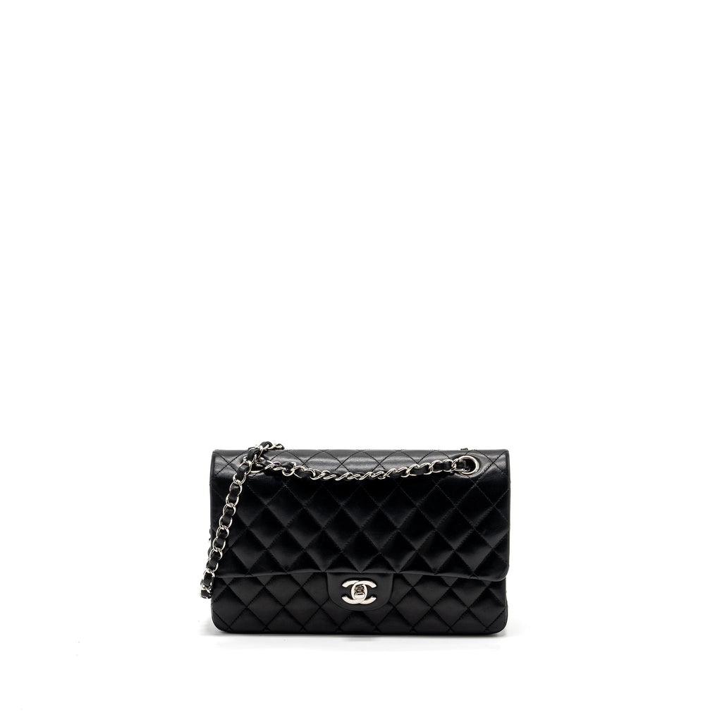 CHANEL MEDIUM CLASSIC DOUBLE FLAP BAG LAMBSKIN BLACK SHW