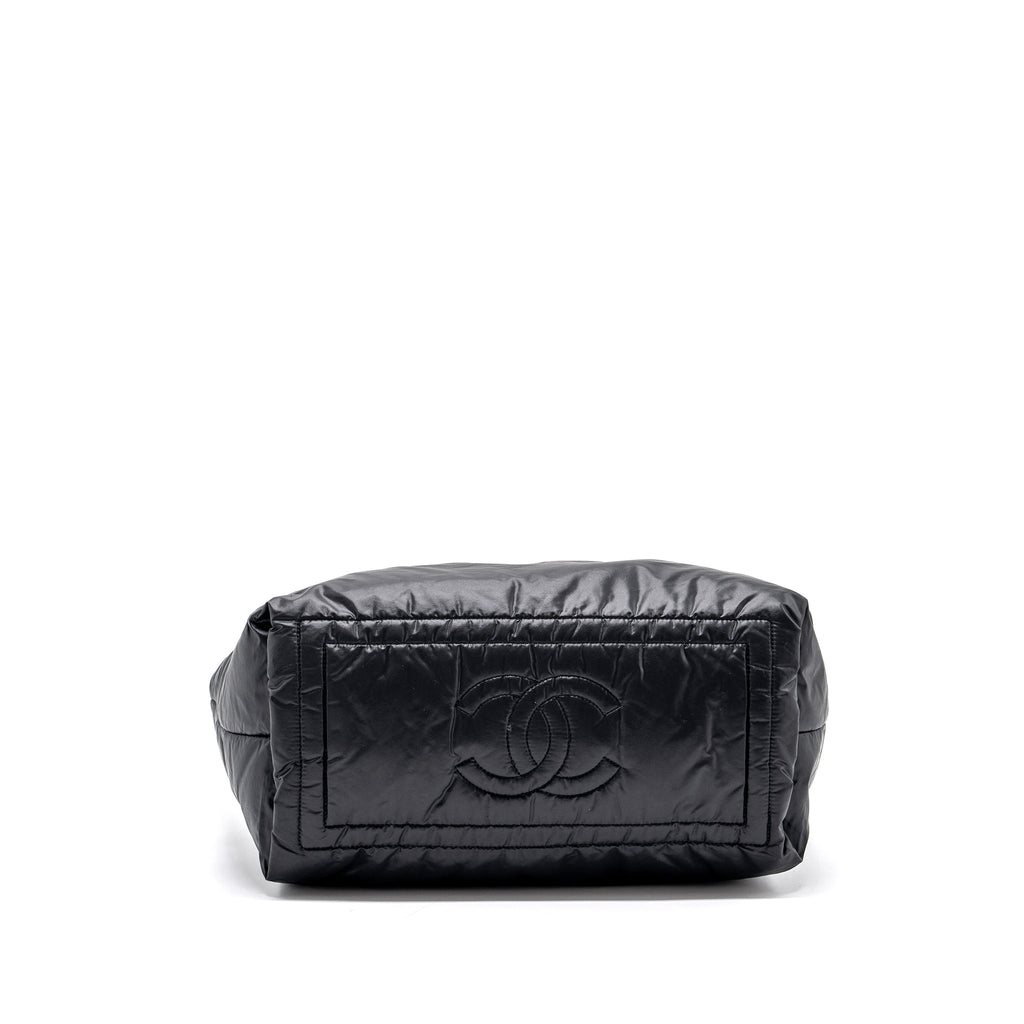 CHANEL SMALL PUFFY DOWN TOTE BAG NYLON BLACK SHW
