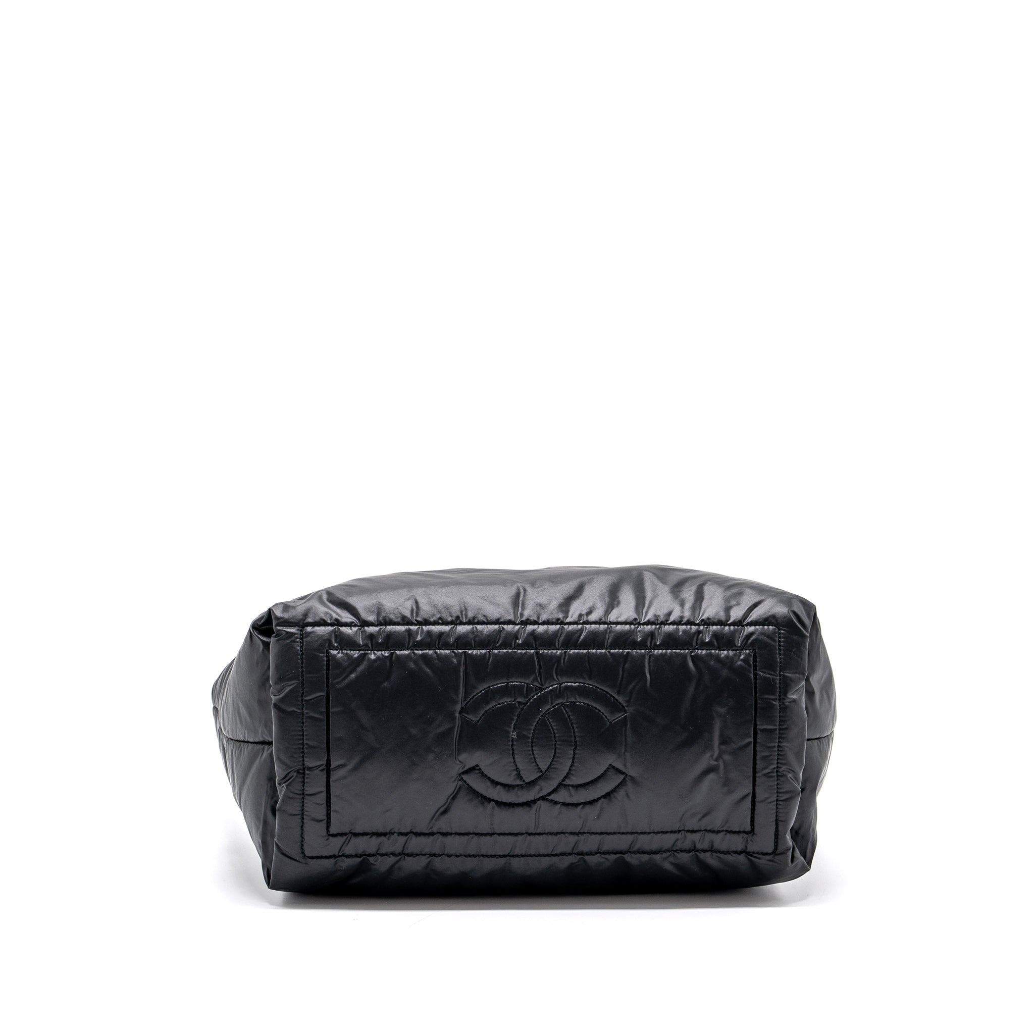 CHANEL SMALL PUFFY DOWN TOTE BAG NYLON BLACK SHW