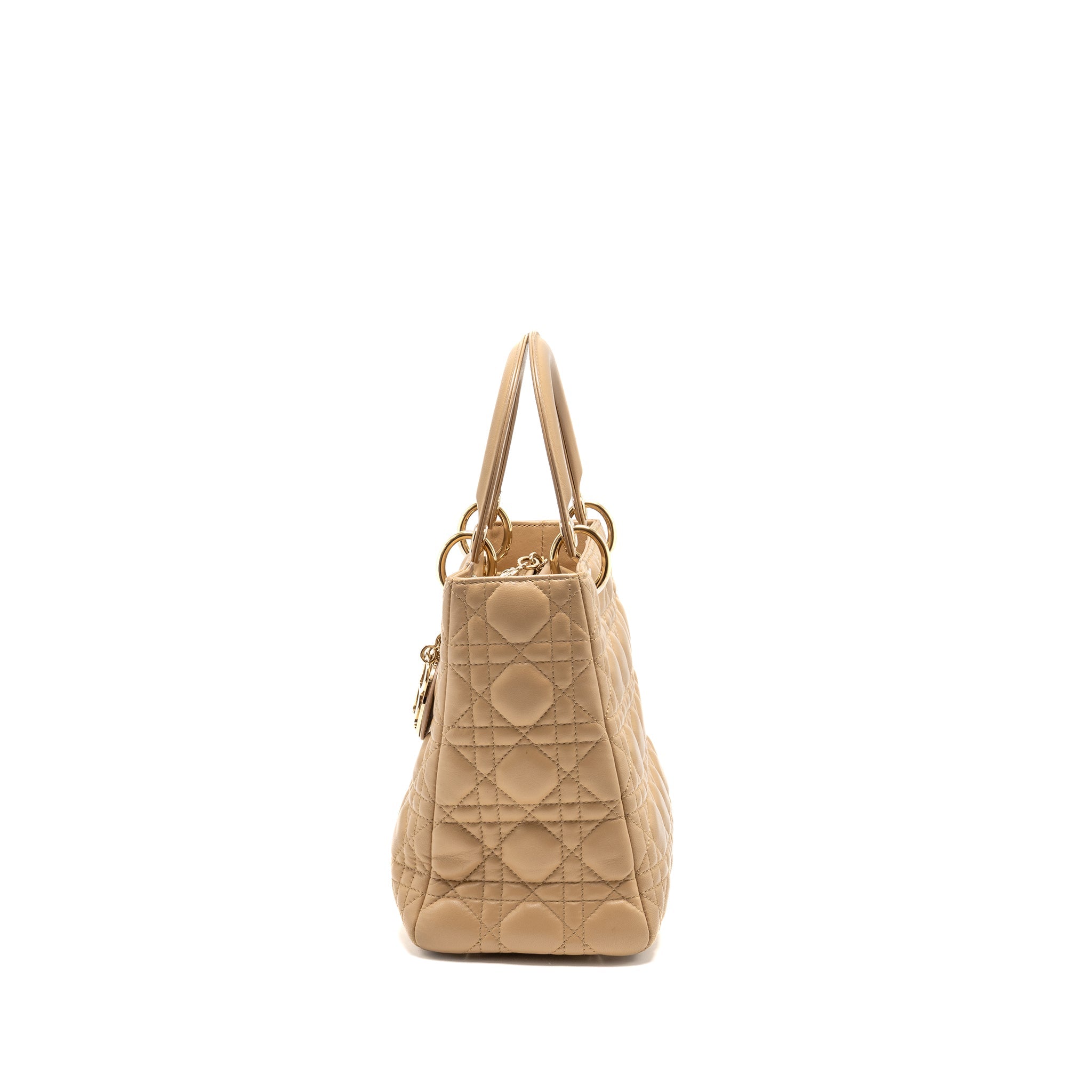 DIOR MEDIUM LADY DIOR LAMBSKIN BEIGE LGHW