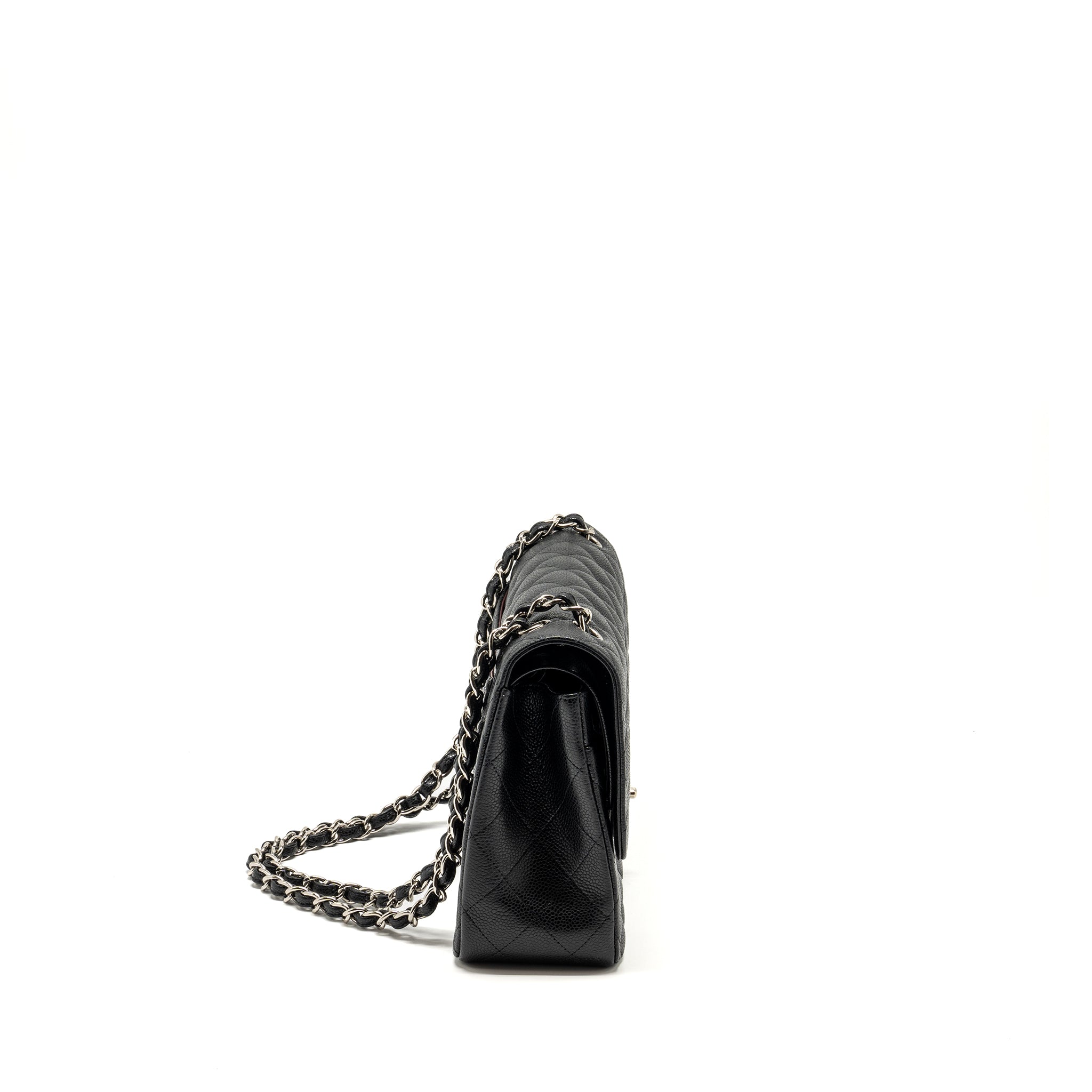 CHANEL JUMBO CLASSIC DOUBLE FLAP BAG CAVIAR BLACK SHW