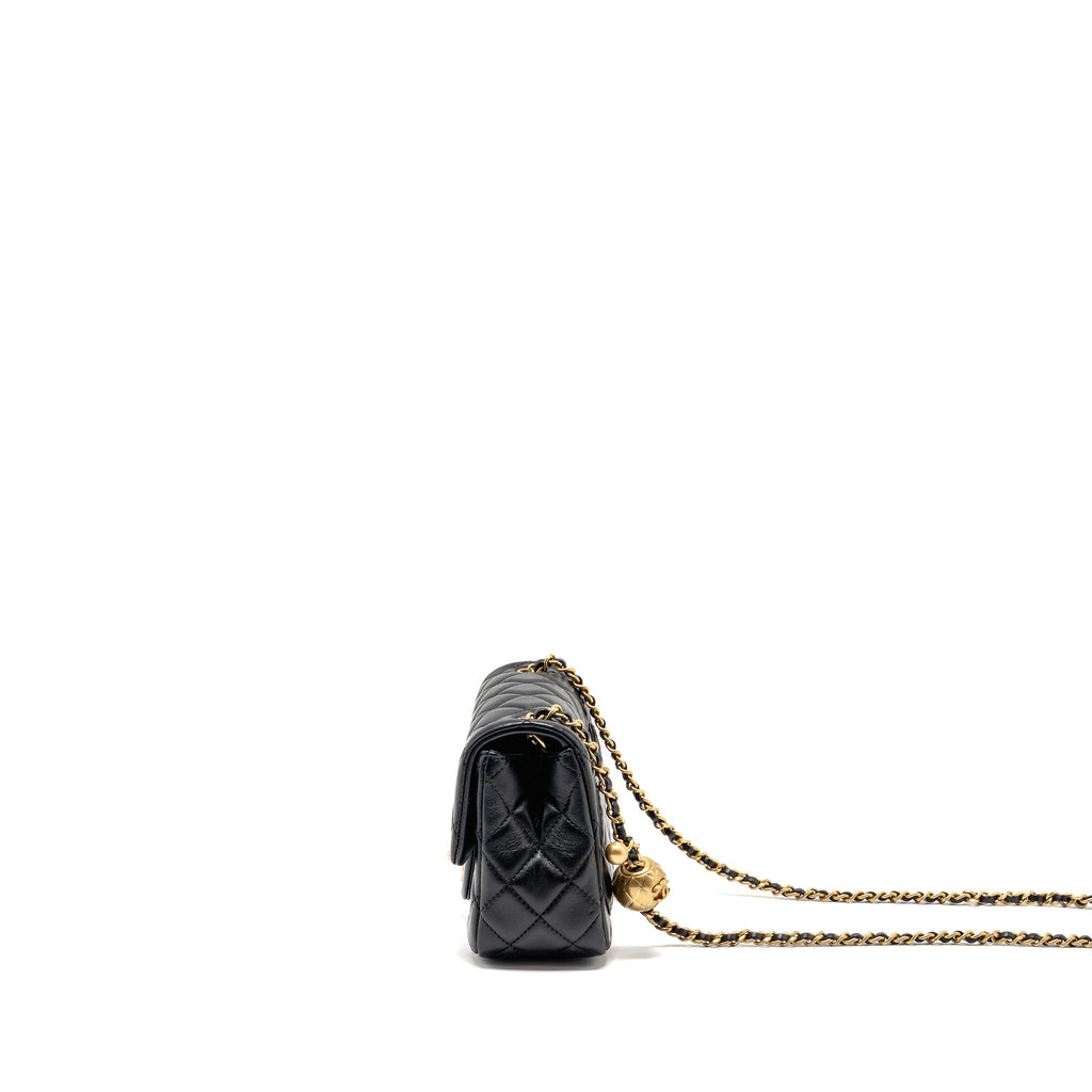 CHANEL PEARL CRUSH MINI SQUARE LAMBSKIN BLACK GHW