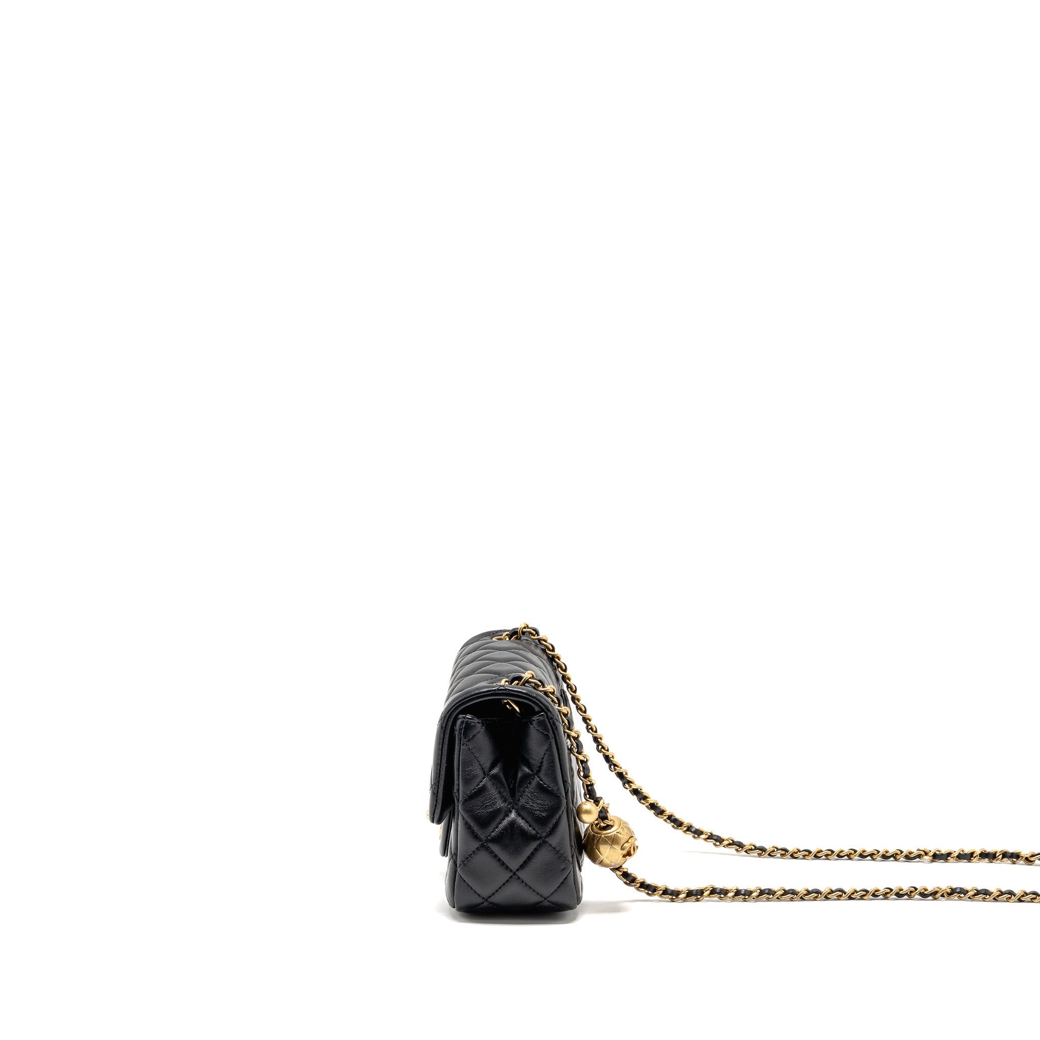 CHANEL PEARL CRUSH MINI SQUARE LAMBSKIN BLACK GHW