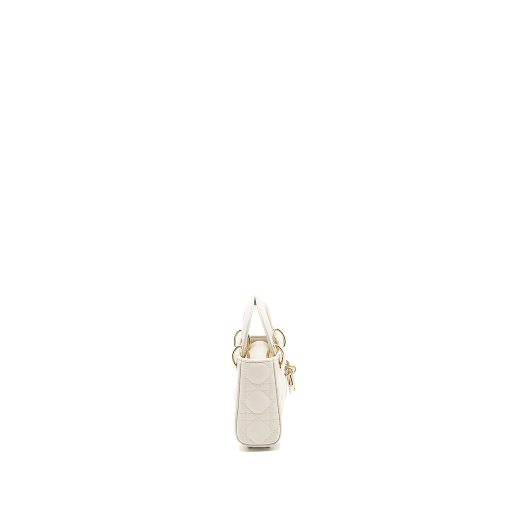 DIOR MICRO LADY DIOR BAG LAMBSKIN WHITE LGHW