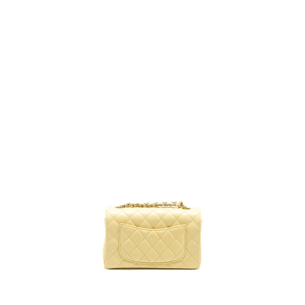 CHANEL MINI RECTANGULAR FLAP BAG LAMBSKIN YELLOW LGHW