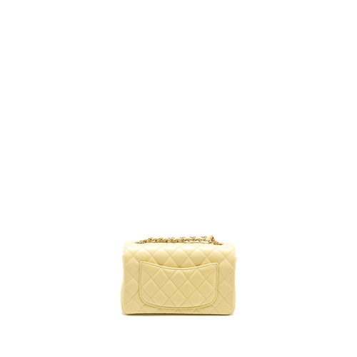 CHANEL MINI RECTANGULAR FLAP BAG LAMBSKIN YELLOW LGHW