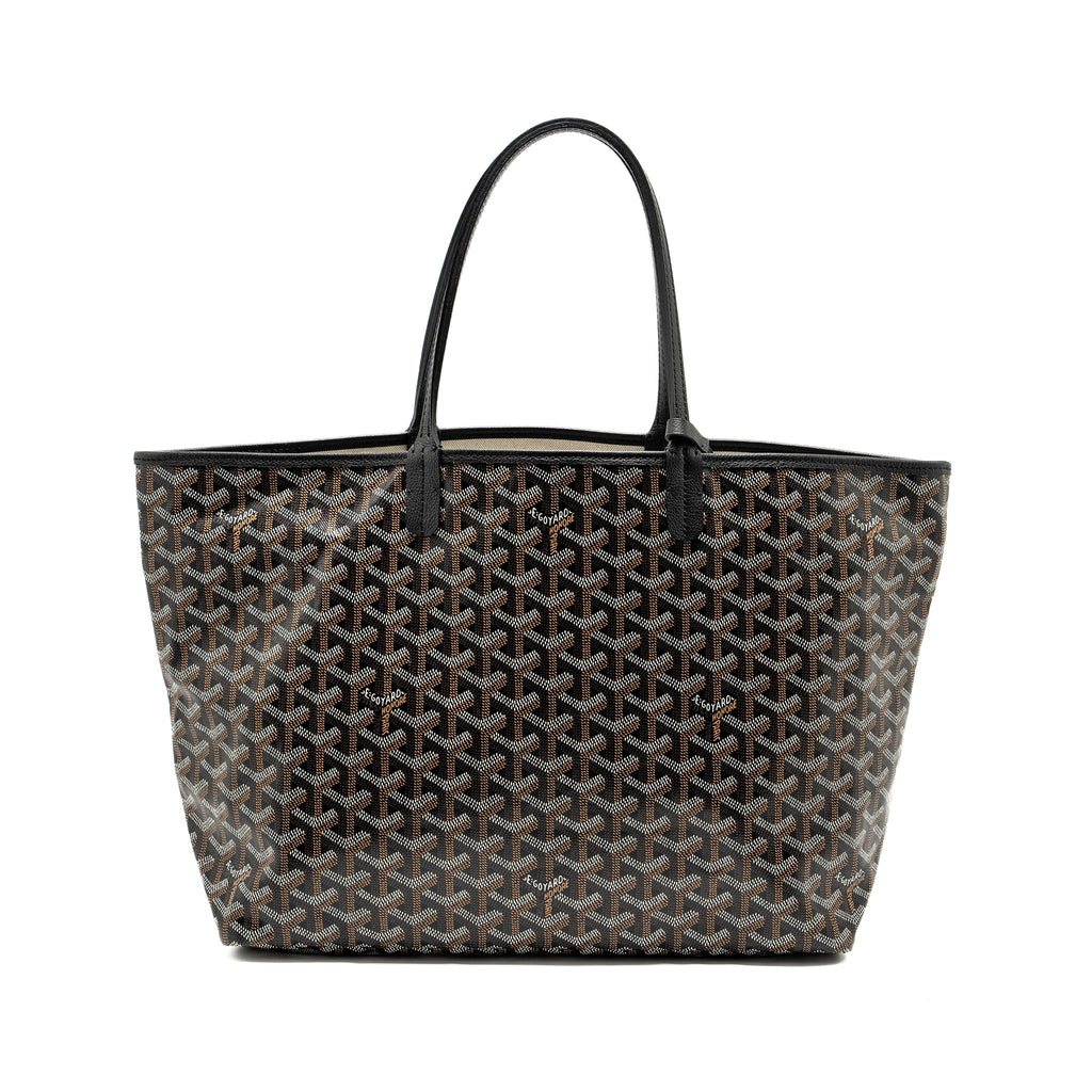 GOYARD SAINT LOUIS PM TOTE BAG GOYARDINE CANVAS / CALFSKIN BLACK SHW