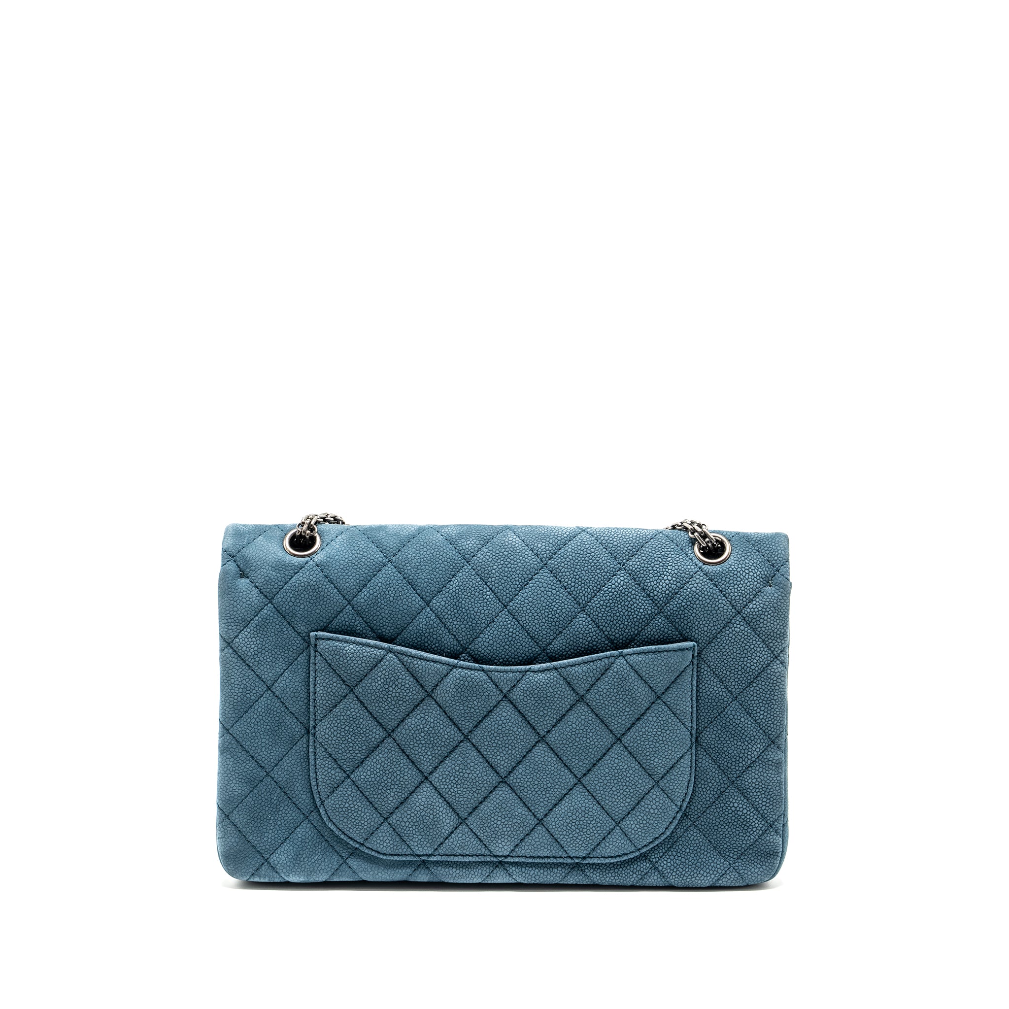 CHANEL MAXI 2.55 REISSUE FLAP BAG CAVIAR BLUE RUTHENIUM HARDWARE