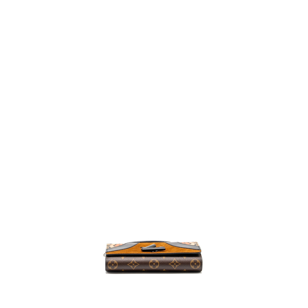 LOUIS VUITTON WILD AT HEART TWIST WALLET ON CHAIN CALFSKIN/MONOGRAM CANVAS MULTICOLOLUR BLACK/SLIVER HARDWARE