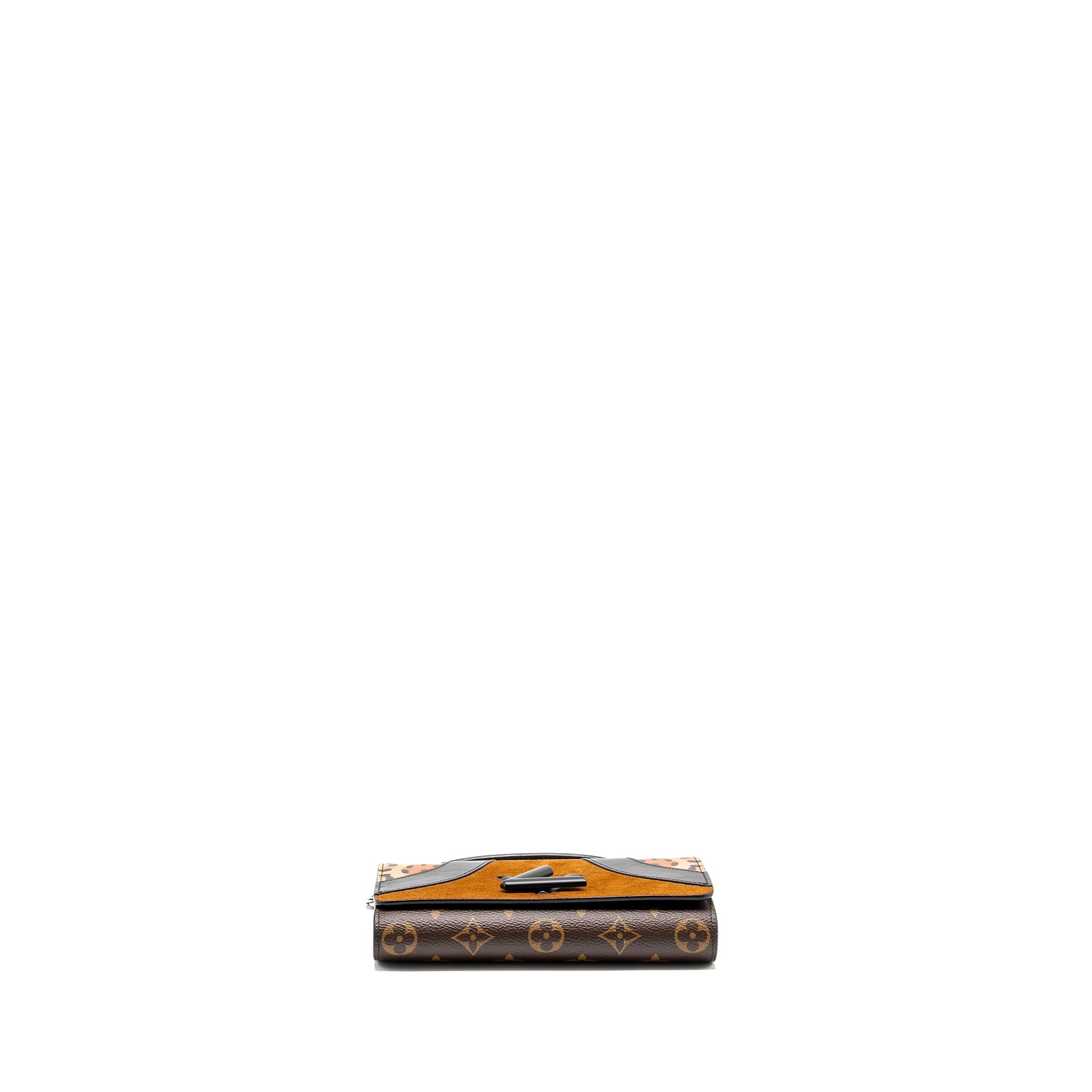 LOUIS VUITTON WILD AT HEART TWIST WALLET ON CHAIN CALFSKIN/MONOGRAM CANVAS MULTICOLOLUR BLACK/SLIVER HARDWARE