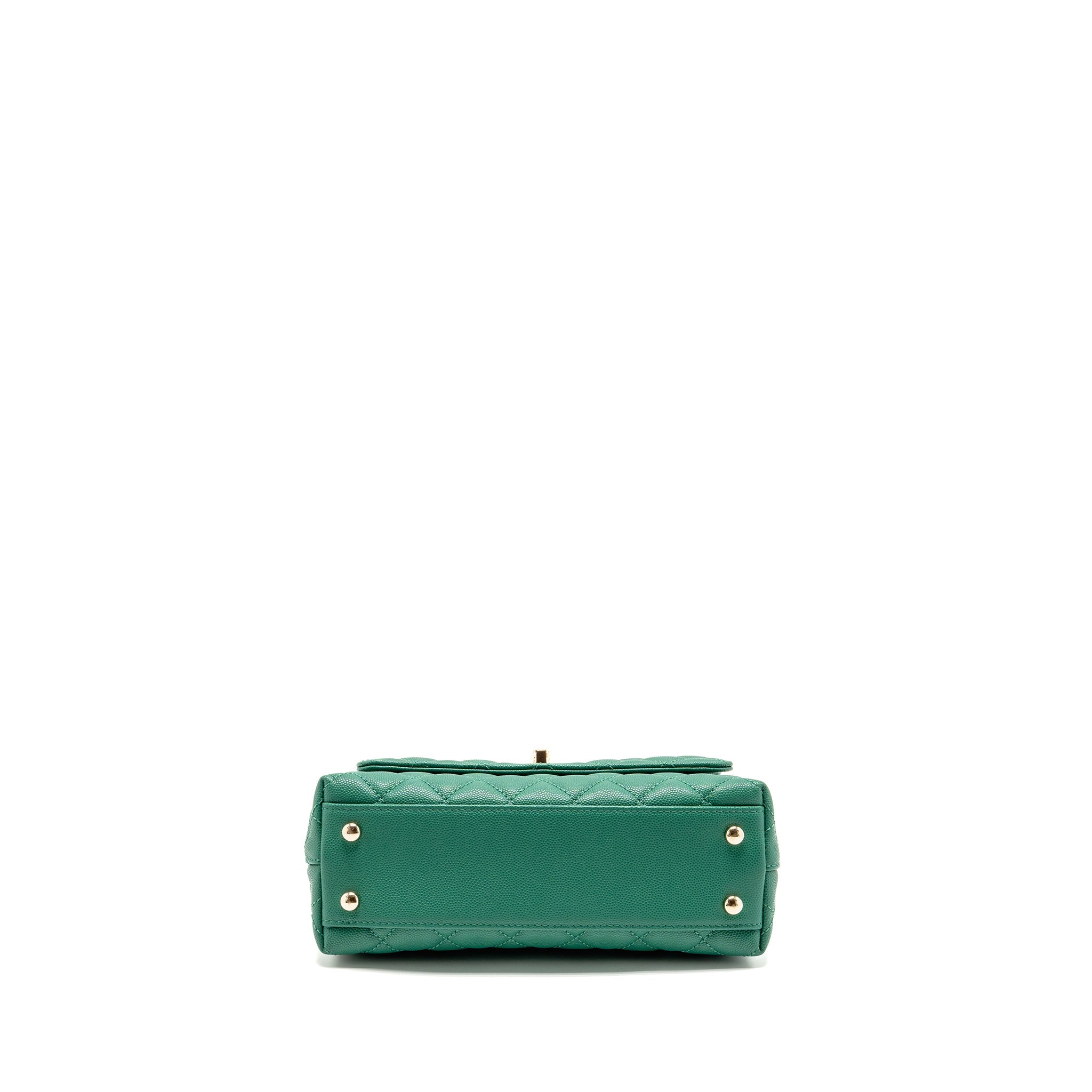 CHANEL SMALL COCO HANDLE CAVIAR GREEN LGHW (MICROCHIP)