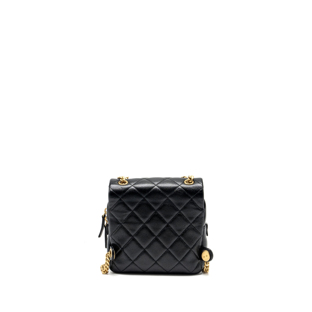 CHANEL QUILTED FLAP BACKPACK CAVIAR BLACK GHW (MICROCHIP)