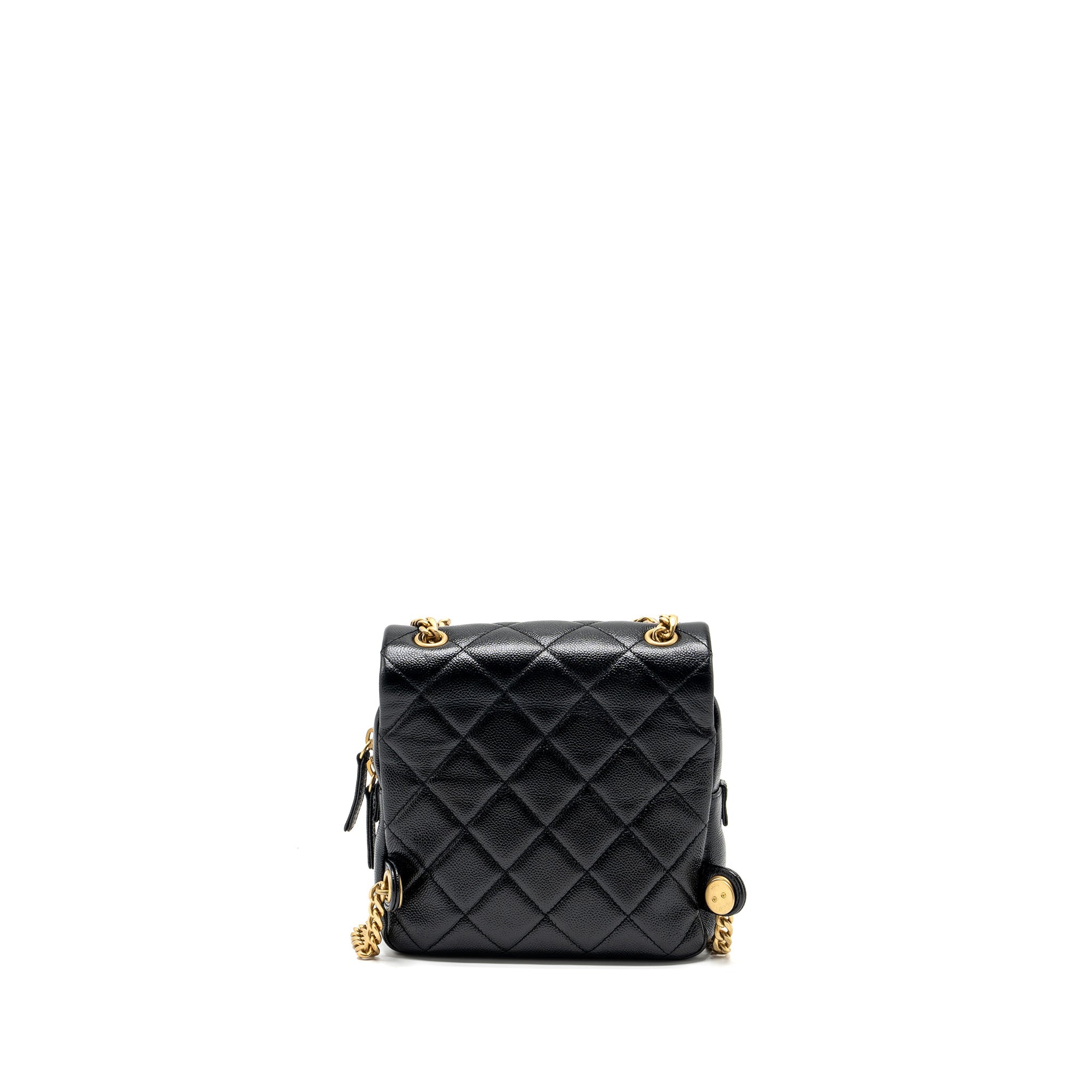 CHANEL QUILTED FLAP BACKPACK CAVIAR BLACK GHW (MICROCHIP)