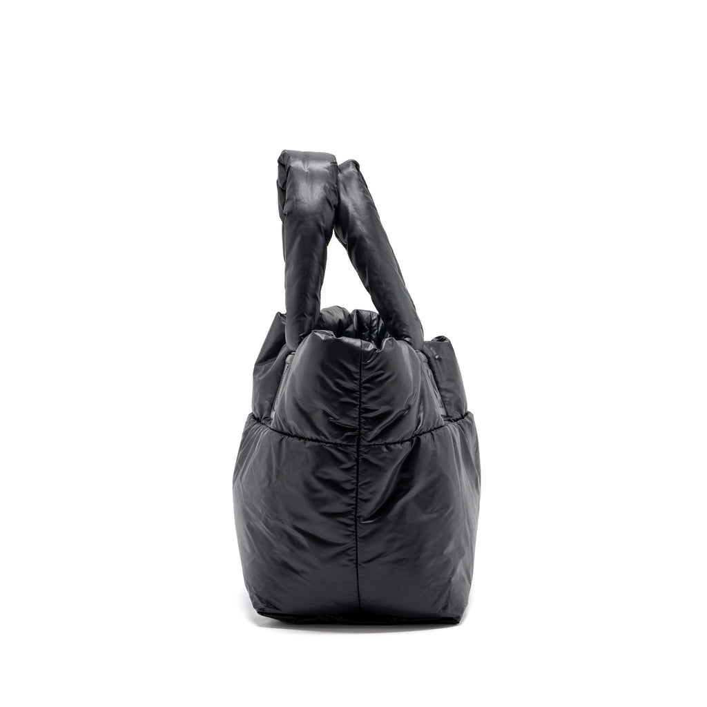 CHANEL SMALL PUFFY DOWN TOTE BAG NYLON BLACK SHW