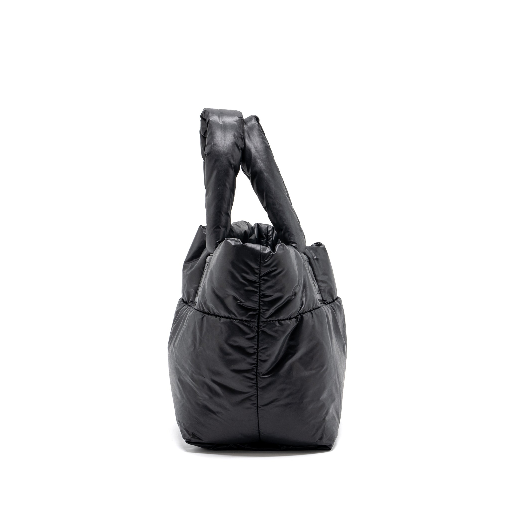 CHANEL SMALL PUFFY DOWN TOTE BAG NYLON BLACK SHW