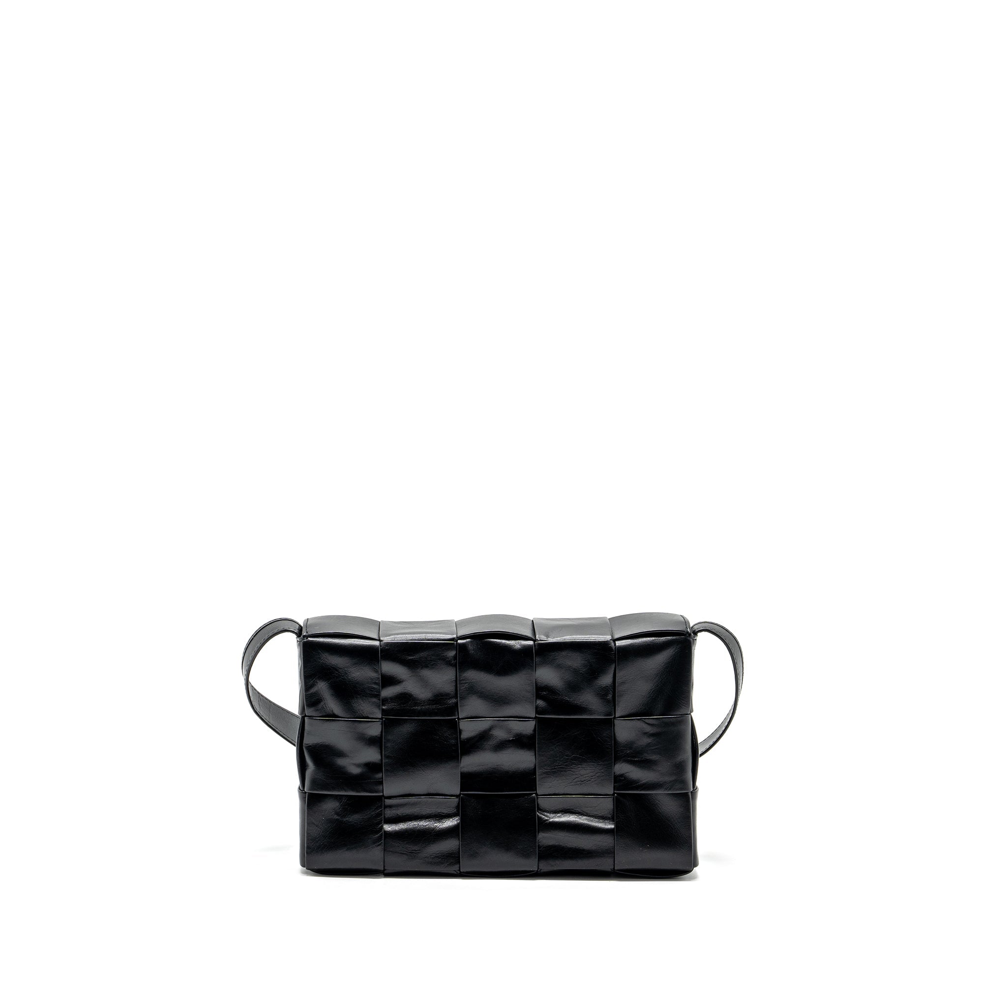 BOTTEGA VENETA SMALL CASSETTE BAG LAMBSKIN BLACK SHW