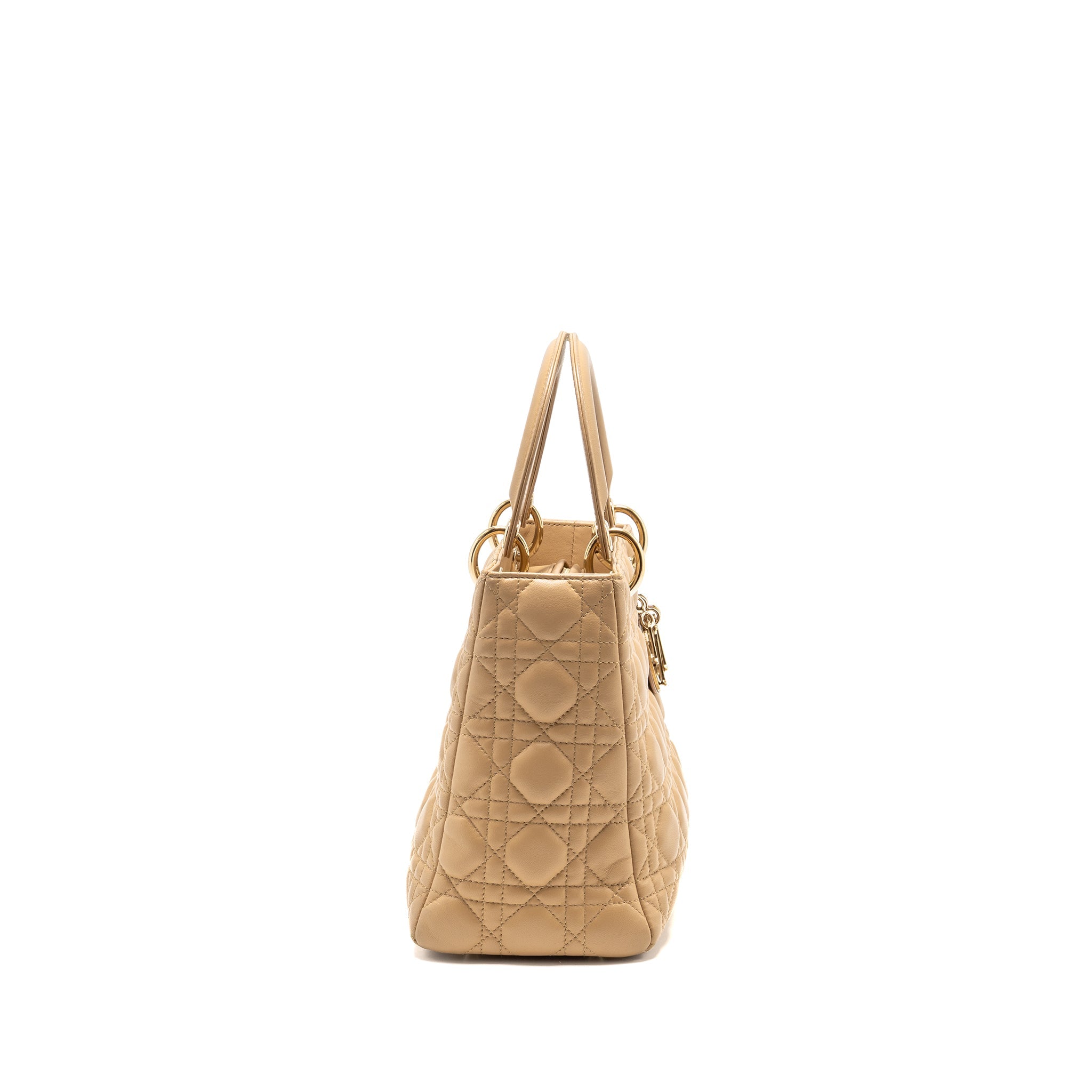 DIOR MEDIUM LADY DIOR LAMBSKIN BEIGE LGHW