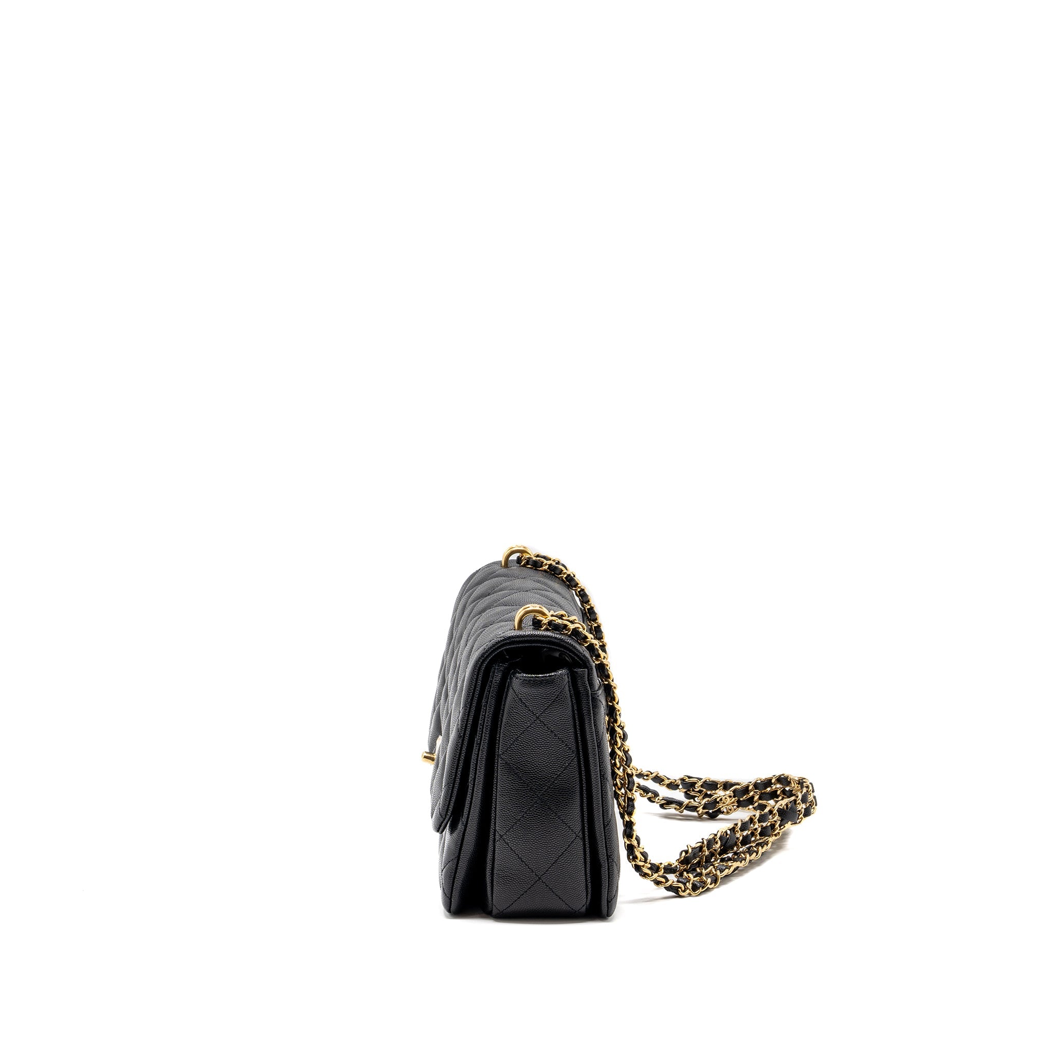 CHANEL 22K COCO FIRST FLAP BAG CAVIAR BLACK GHW (MICROCHIP)
