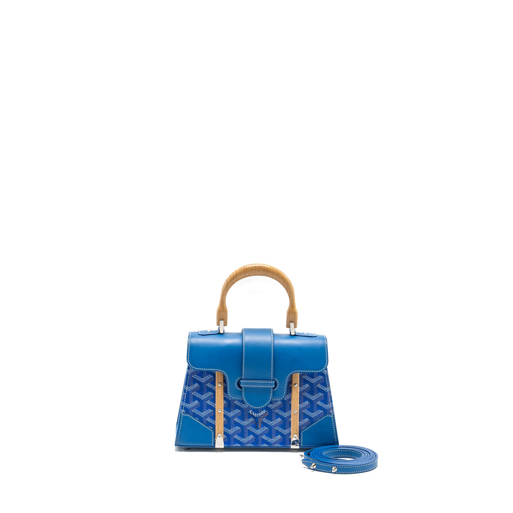 GOYARD STRUCTURE SAIGON PM BAG CANVAS/CALFSKIN BLUE SHW