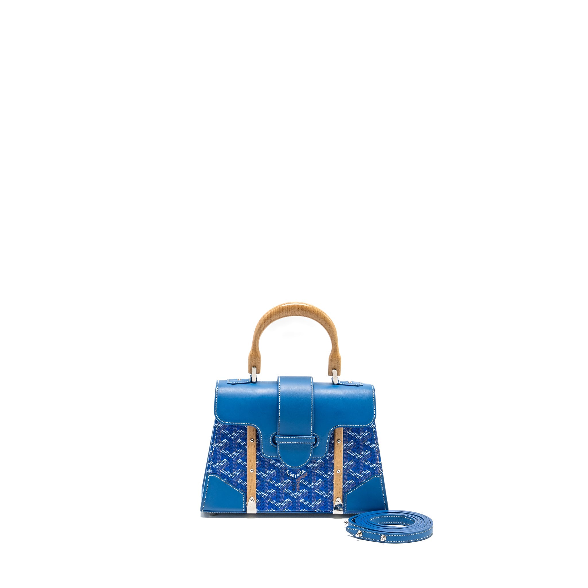 GOYARD STRUCTURE SAIGON PM BAG CANVAS/CALFSKIN BLUE SHW