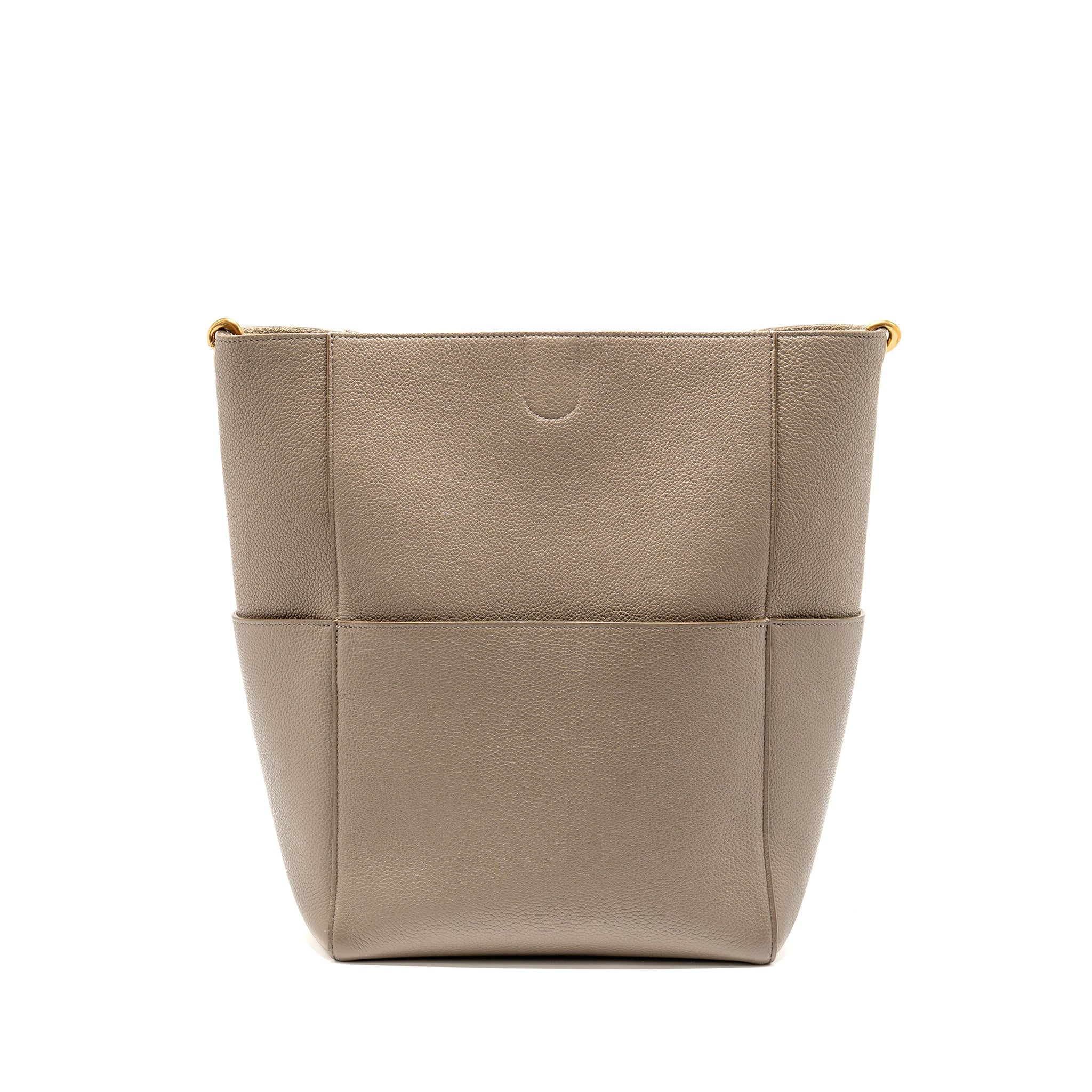 CELINE SANGLE BUCKET BAG GRAINED CALFSKIN GREY GHW