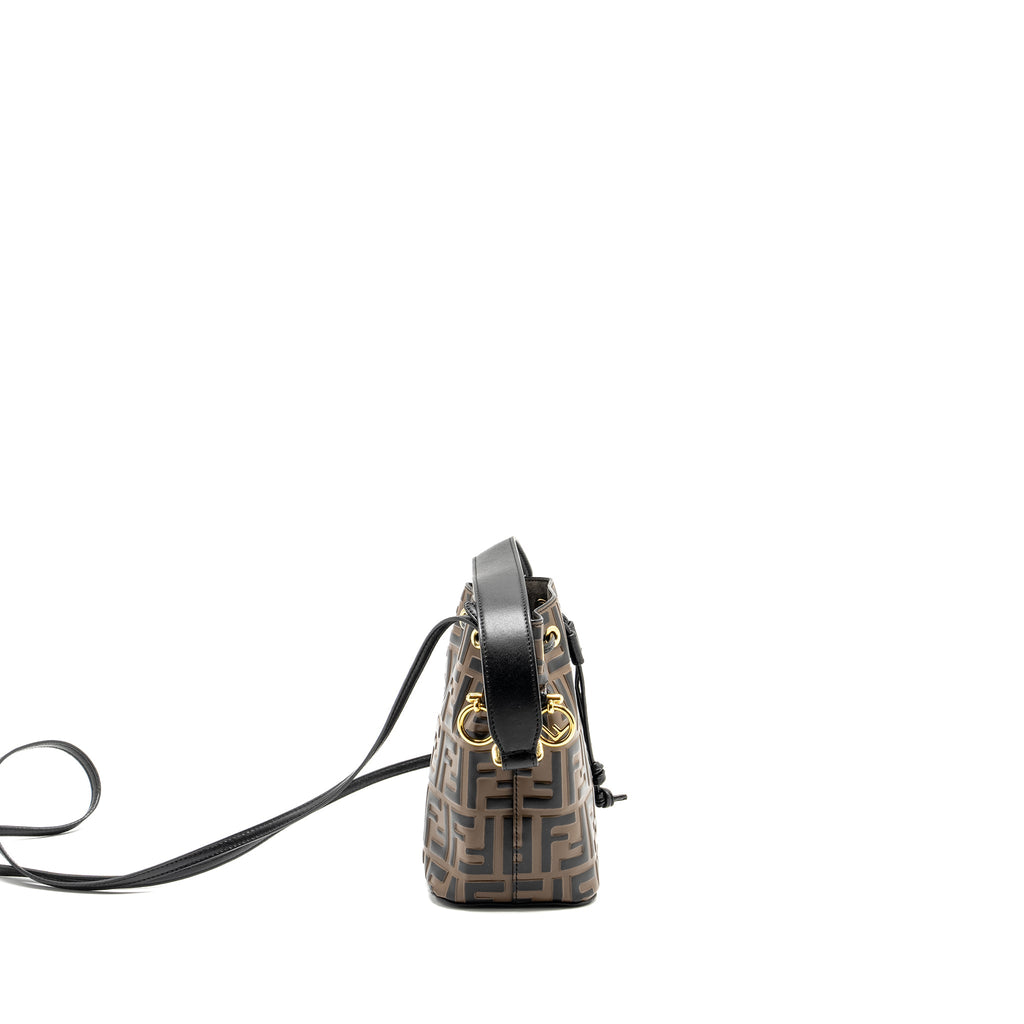 FENDI MINI MON TRESOR BUCKET BAG CALFSKIN BROWN/BLACK GHW