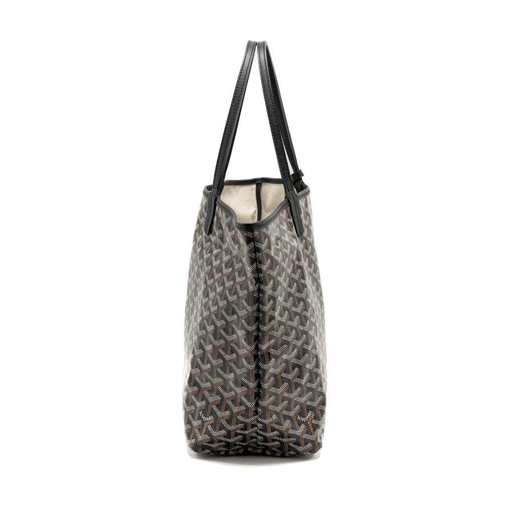 GOYARD SAINT LOUIS PM TOTE BAG GOYARDINE CANVAS / CALFSKIN BLACK SHW