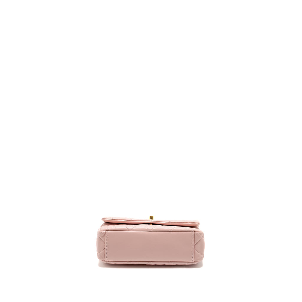 CHANEL 22B FLAP BAG WITH GEM CHAIN LAMBSKIN DUST PINK GHW (MICROCHIP)