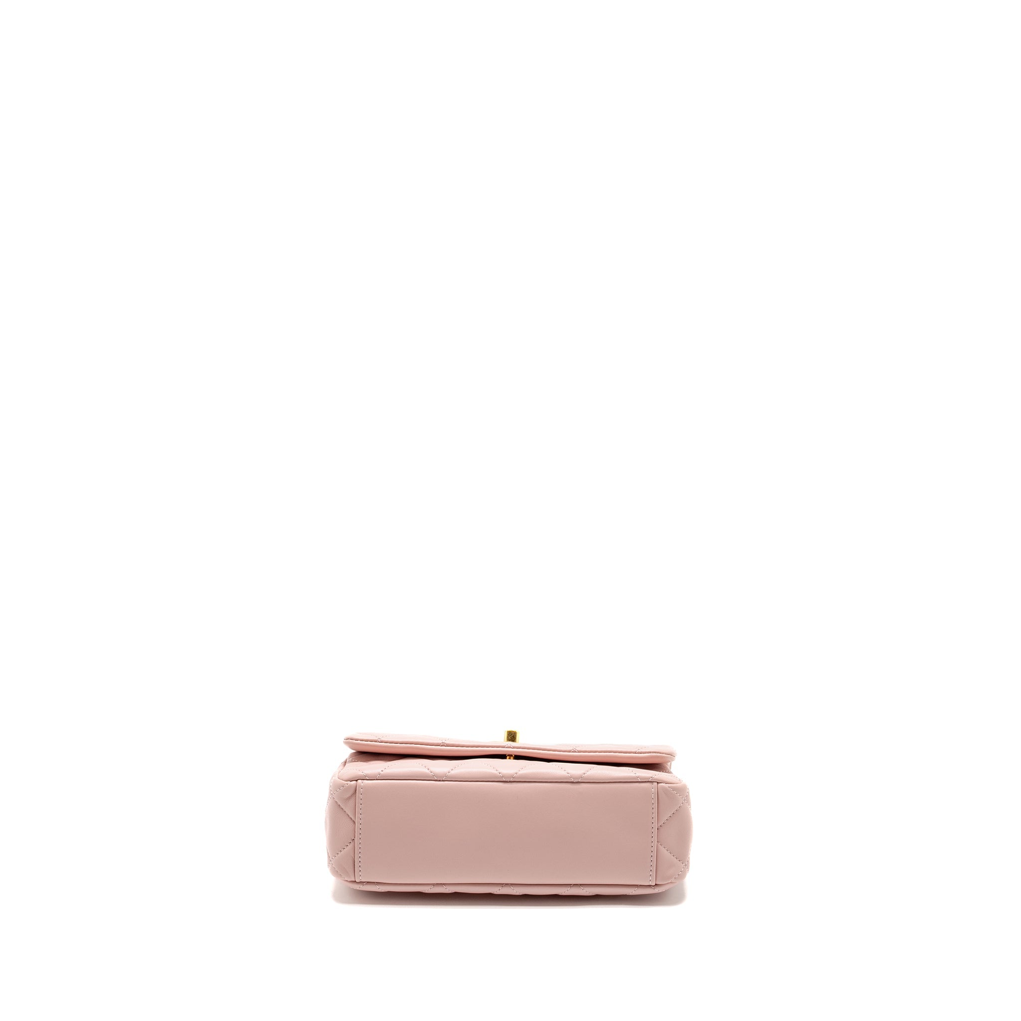CHANEL 22B FLAP BAG WITH GEM CHAIN LAMBSKIN DUST PINK GHW (MICROCHIP)