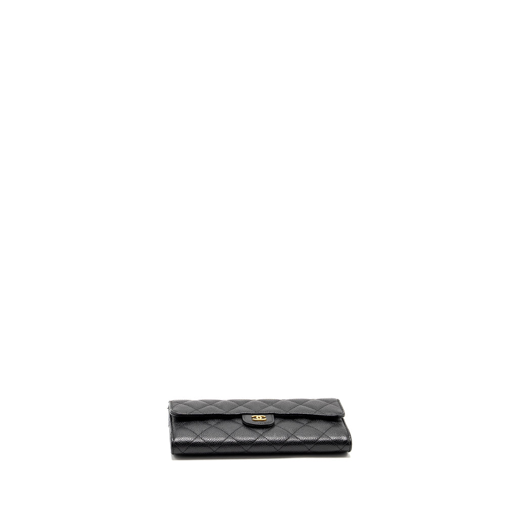 CHANEL CLASSIC FLAP LONG WALLET CAVIAR BLACK GHW