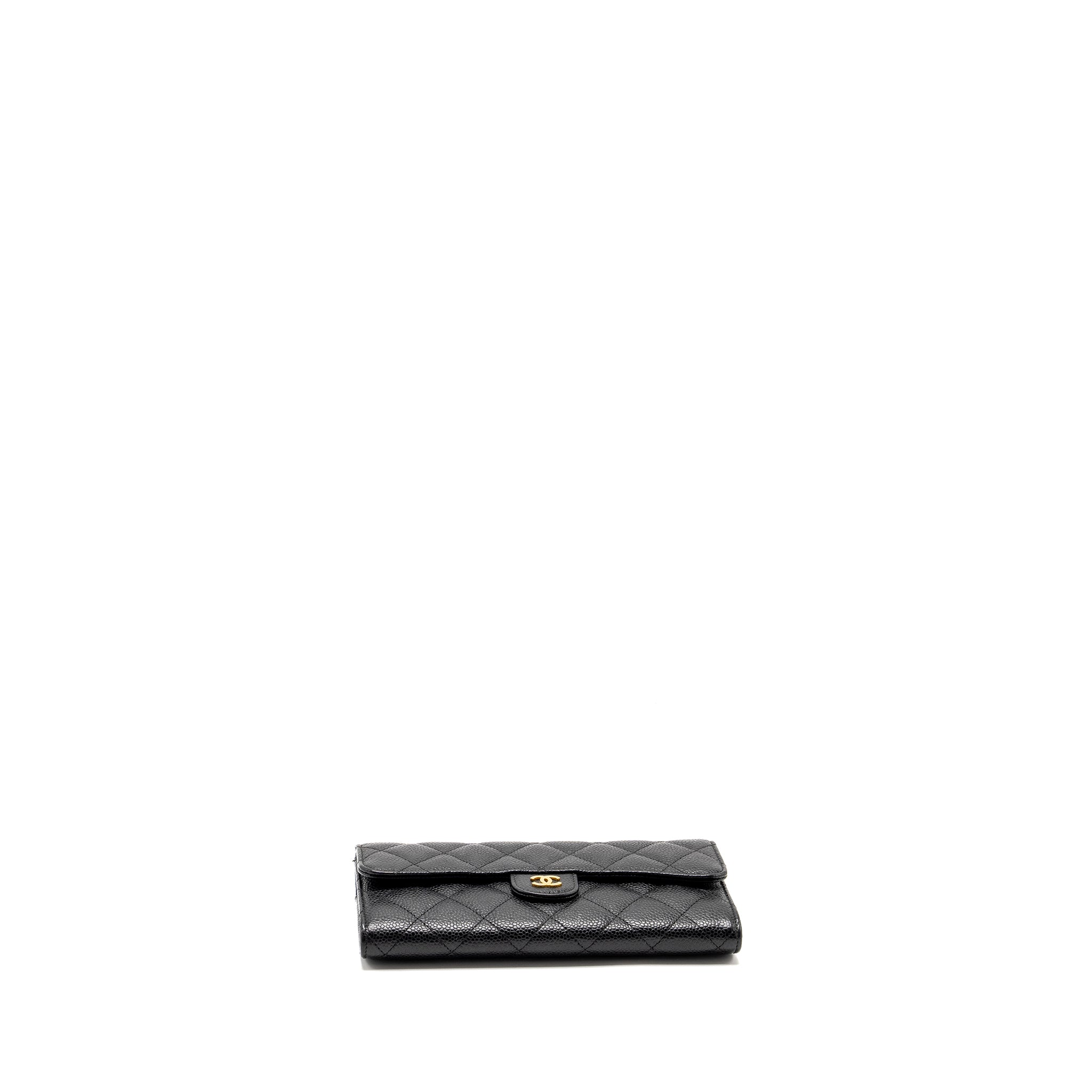 CHANEL CLASSIC FLAP LONG WALLET CAVIAR BLACK GHW