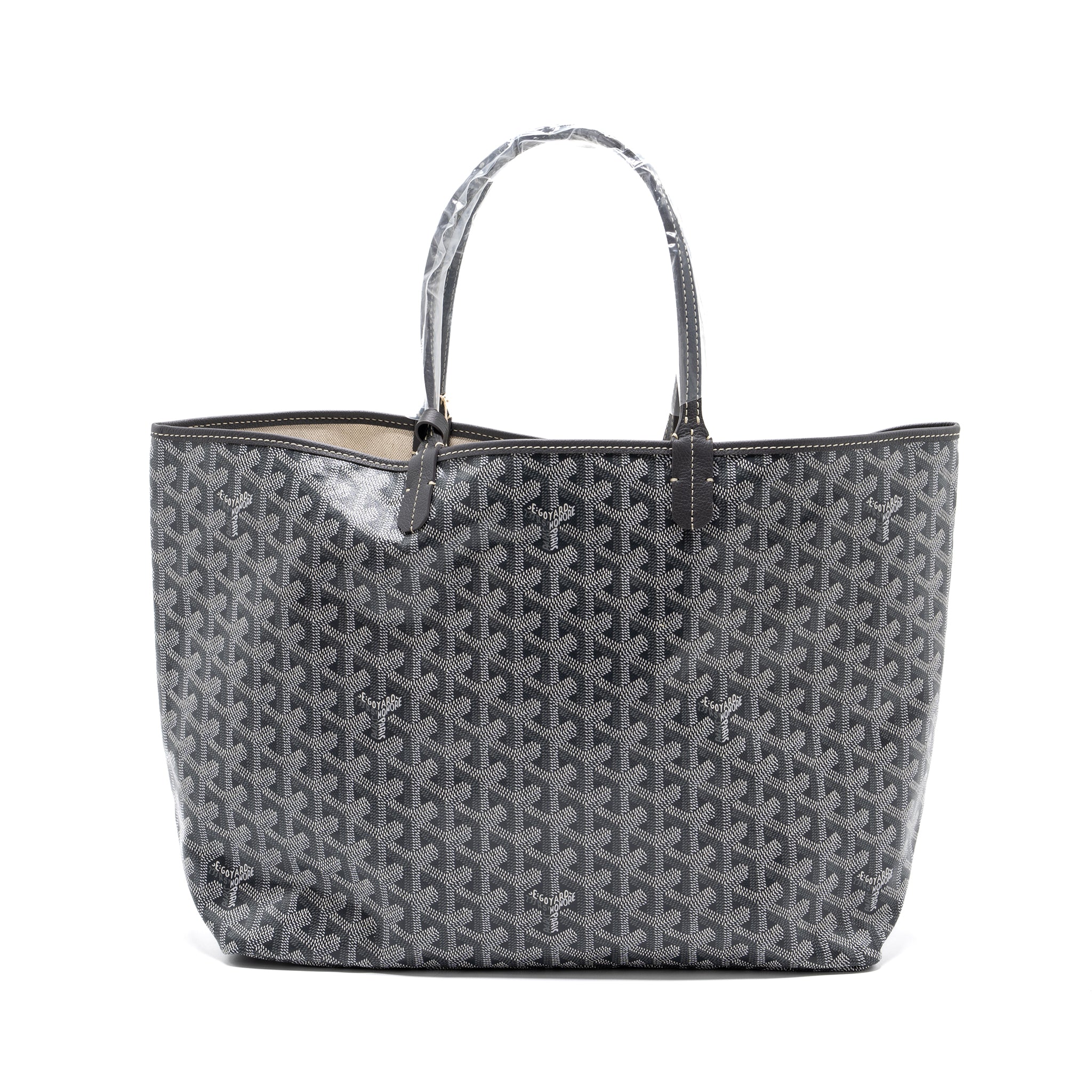 GOYARD SAINT LOUIS PM TOTE BAG GOYARDINE CANVAS/CALFSKIN GREY SHW