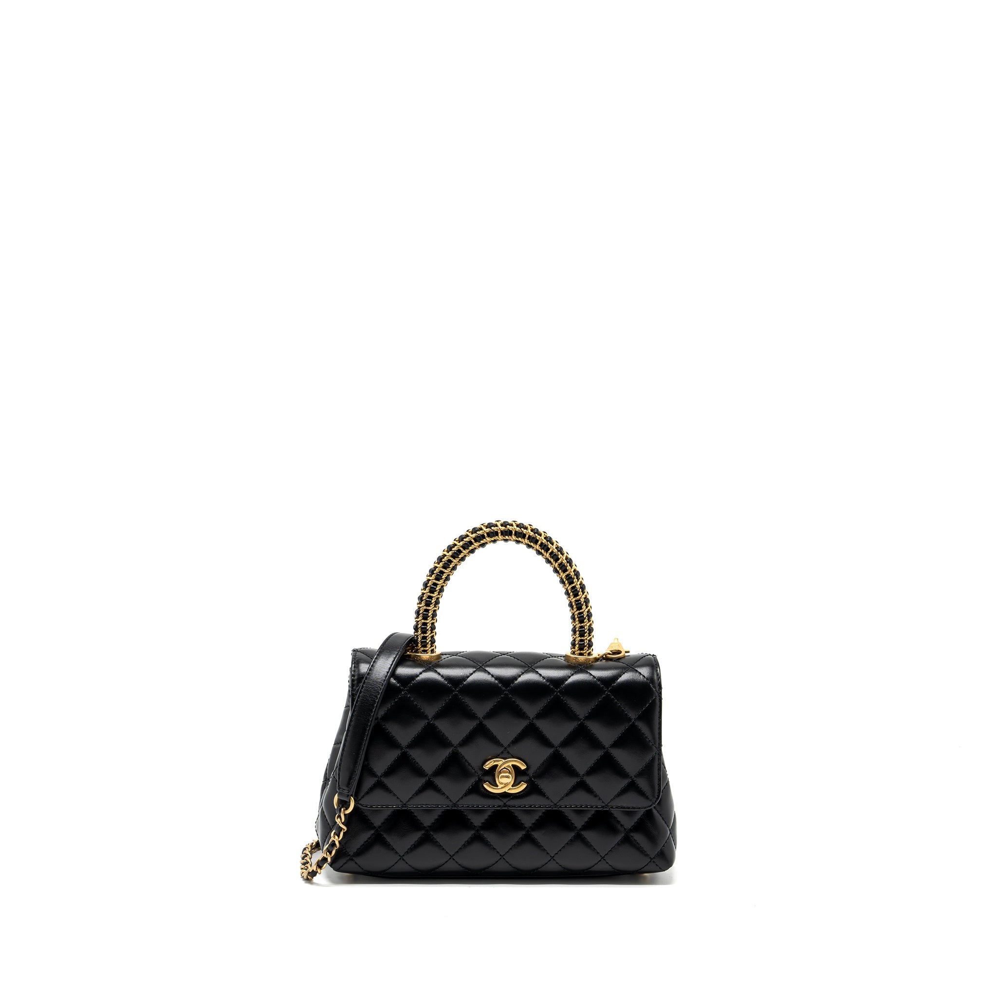 CHANEL SMALL COCO HANDLE LIMITED EDITION SMOOTH CALFSKIN BLACK GHW(MICROCHIP)