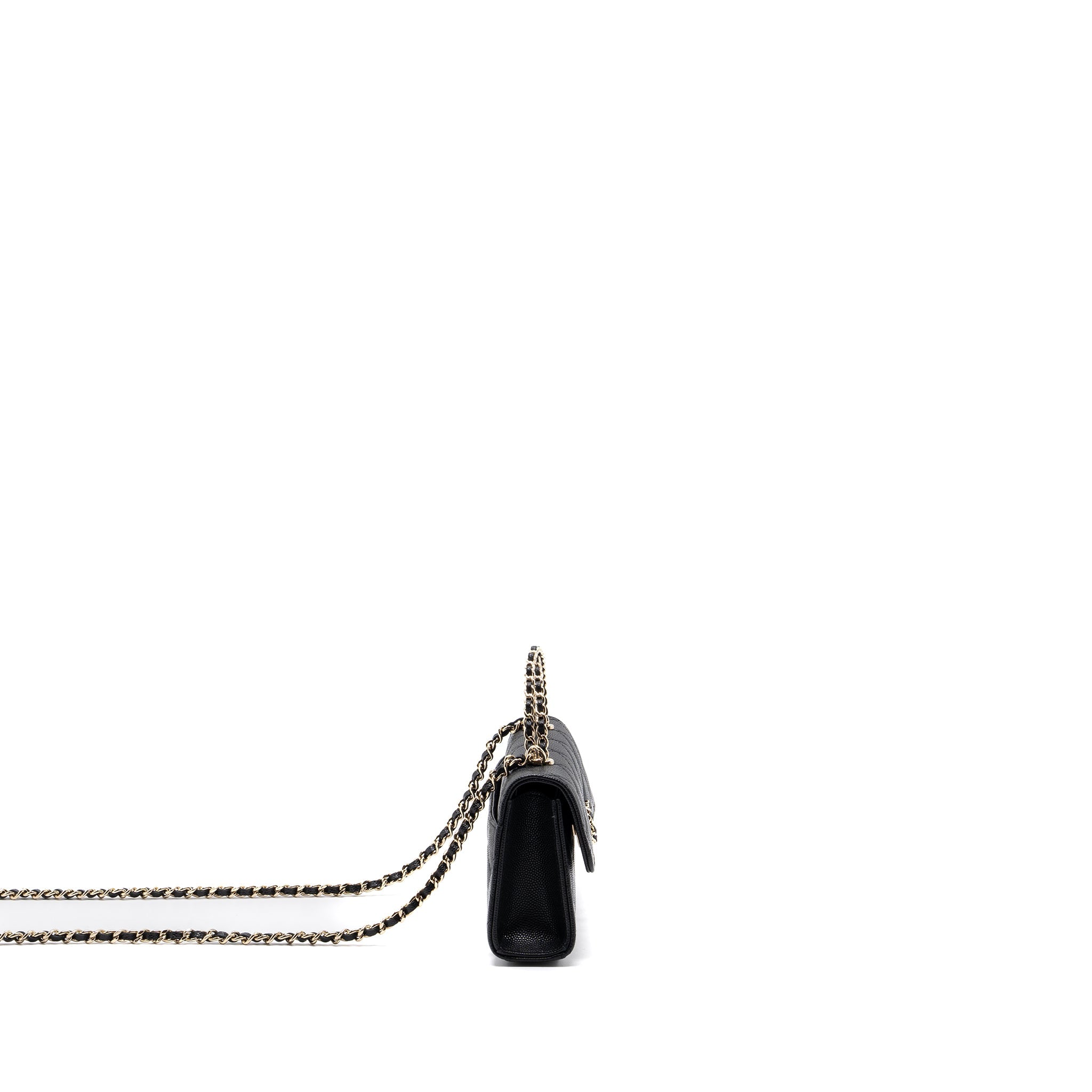 CHANEL TOP HANDLE MINI FLAP BAG WITH CHAIN CAVIAR BLACK LGHW (MICROCHIP)