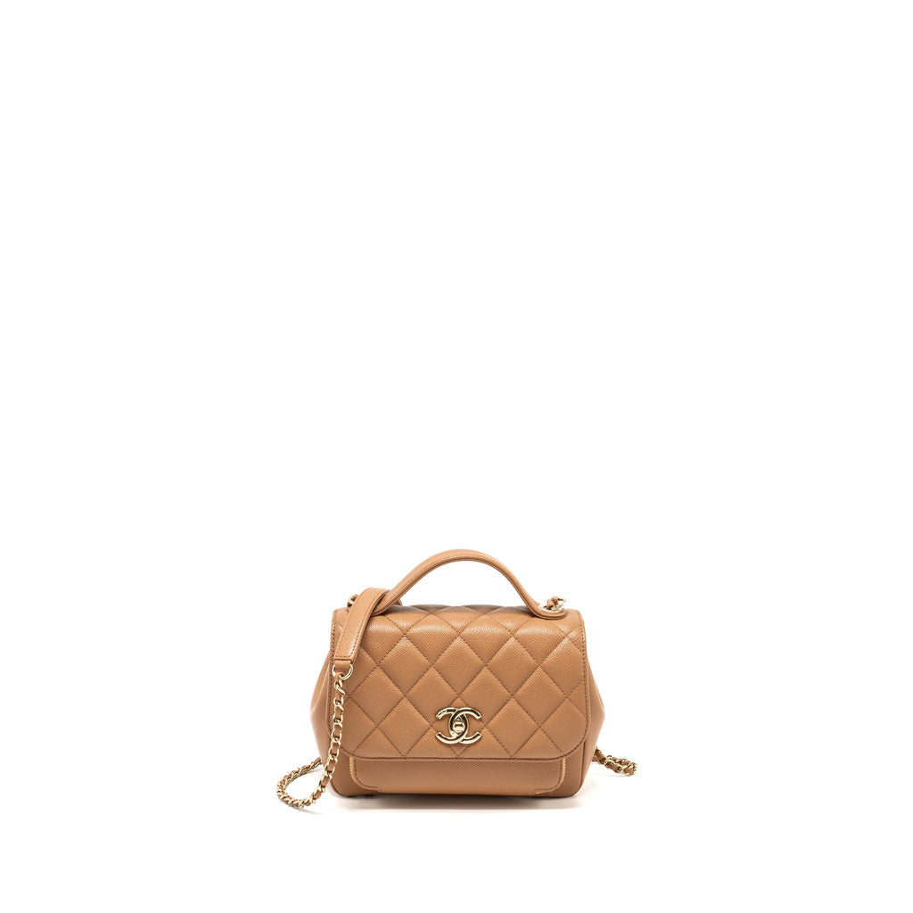 CHANEL SMALL BUSINESS AFFINITY CAVIAR DARK BEIGE LGHW