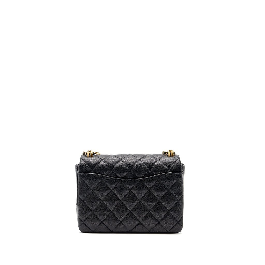 CHANEL 22K COCO FIRST FLAP BAG CAVIAR BLACK GHW (MICROCHIP)