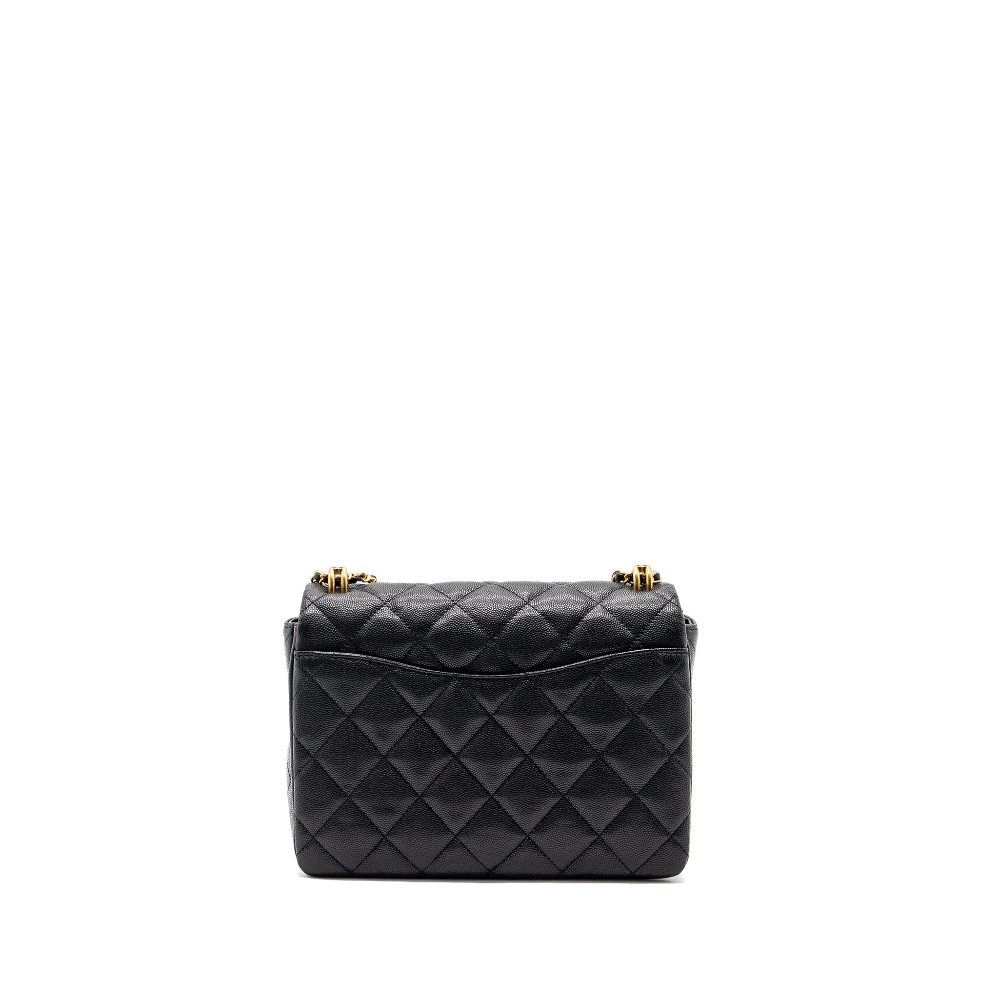 CHANEL 22K COCO FIRST FLAP BAG CAVIAR BLACK GHW (MICROCHIP)