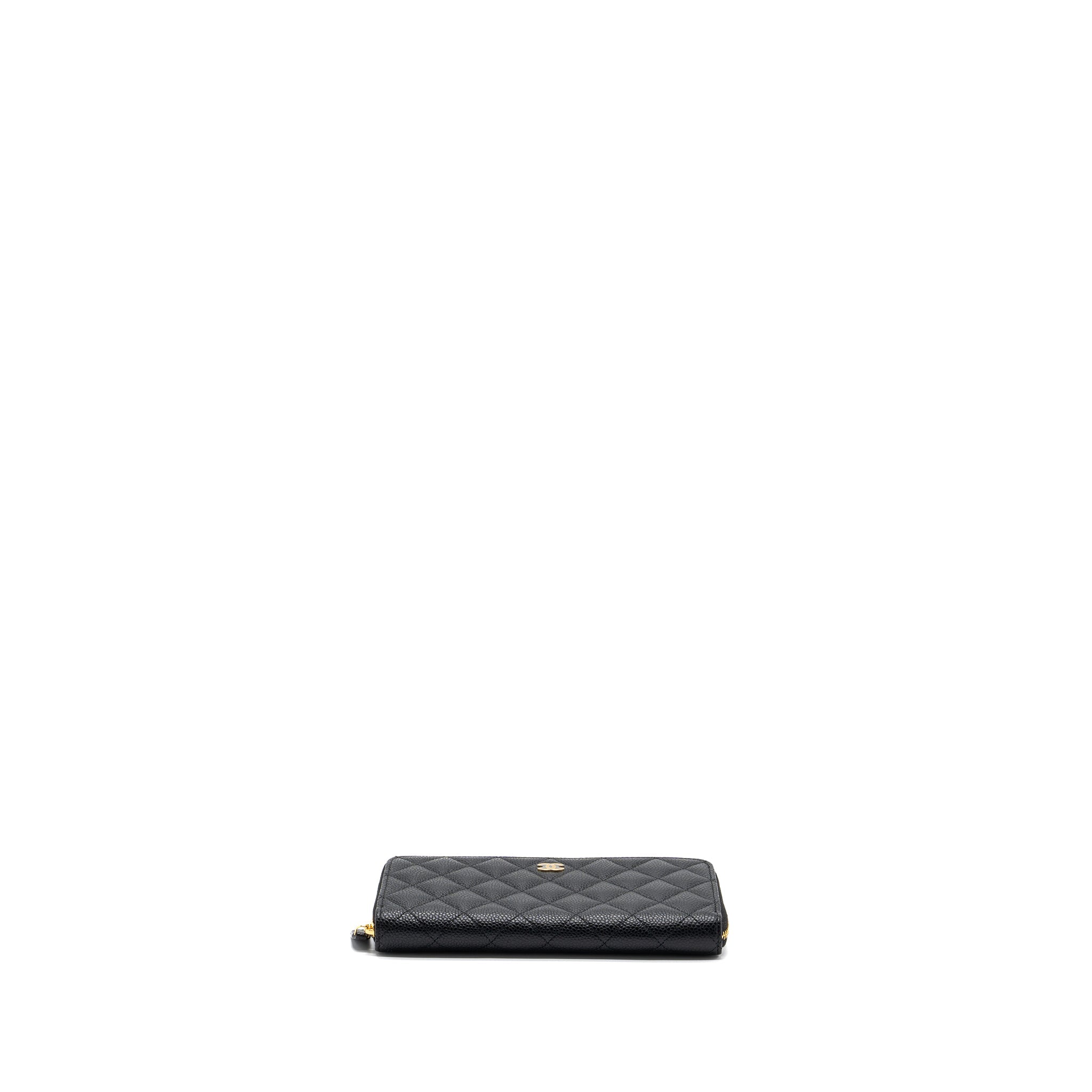 CHANEL CLASSIC LONG ZIPPED WALLET CAVIAR BLACK GHW (MICROCHIP)