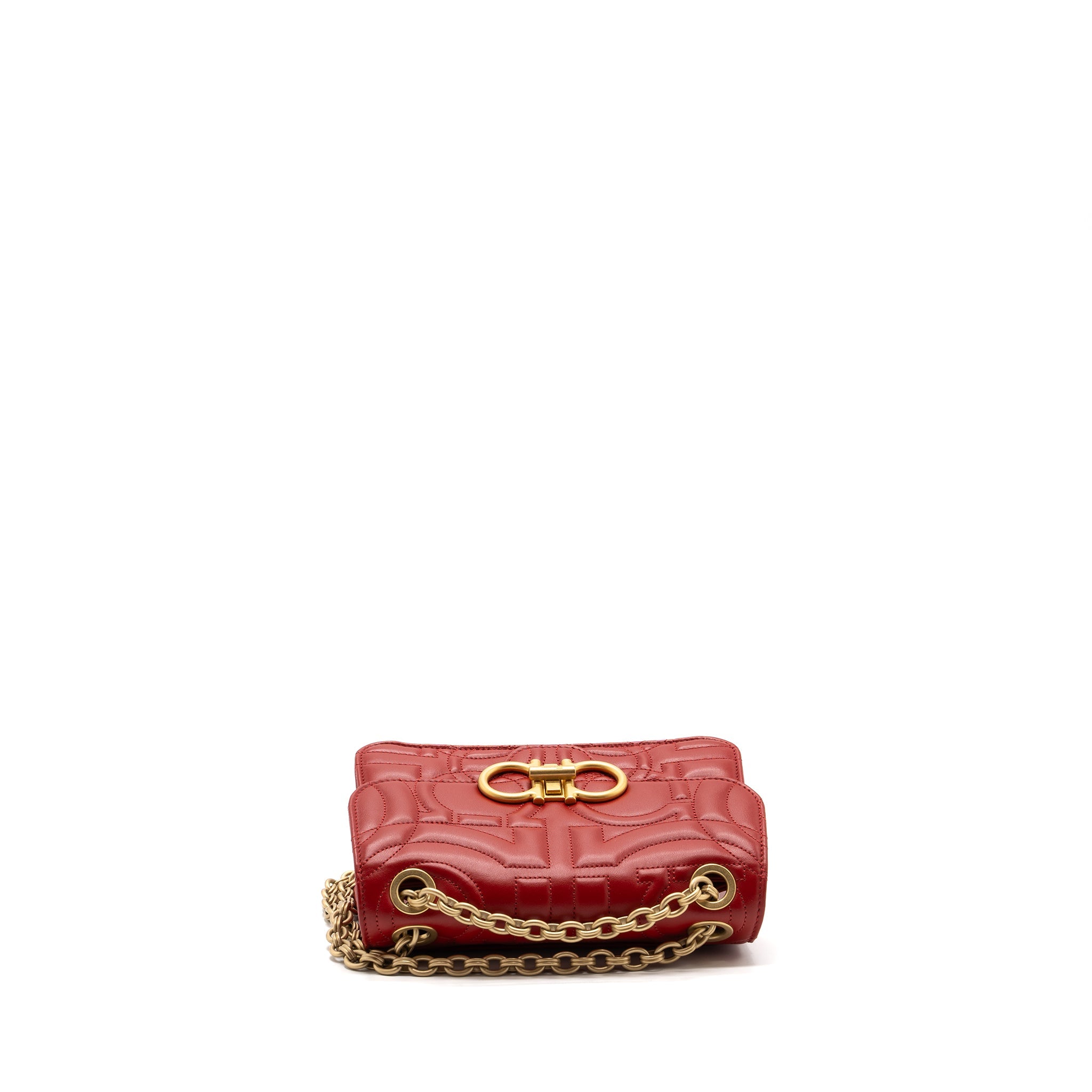 SALVATORE FERRAGAMO GLANCING SHOULDER BAG CALFSKIN RED GHW