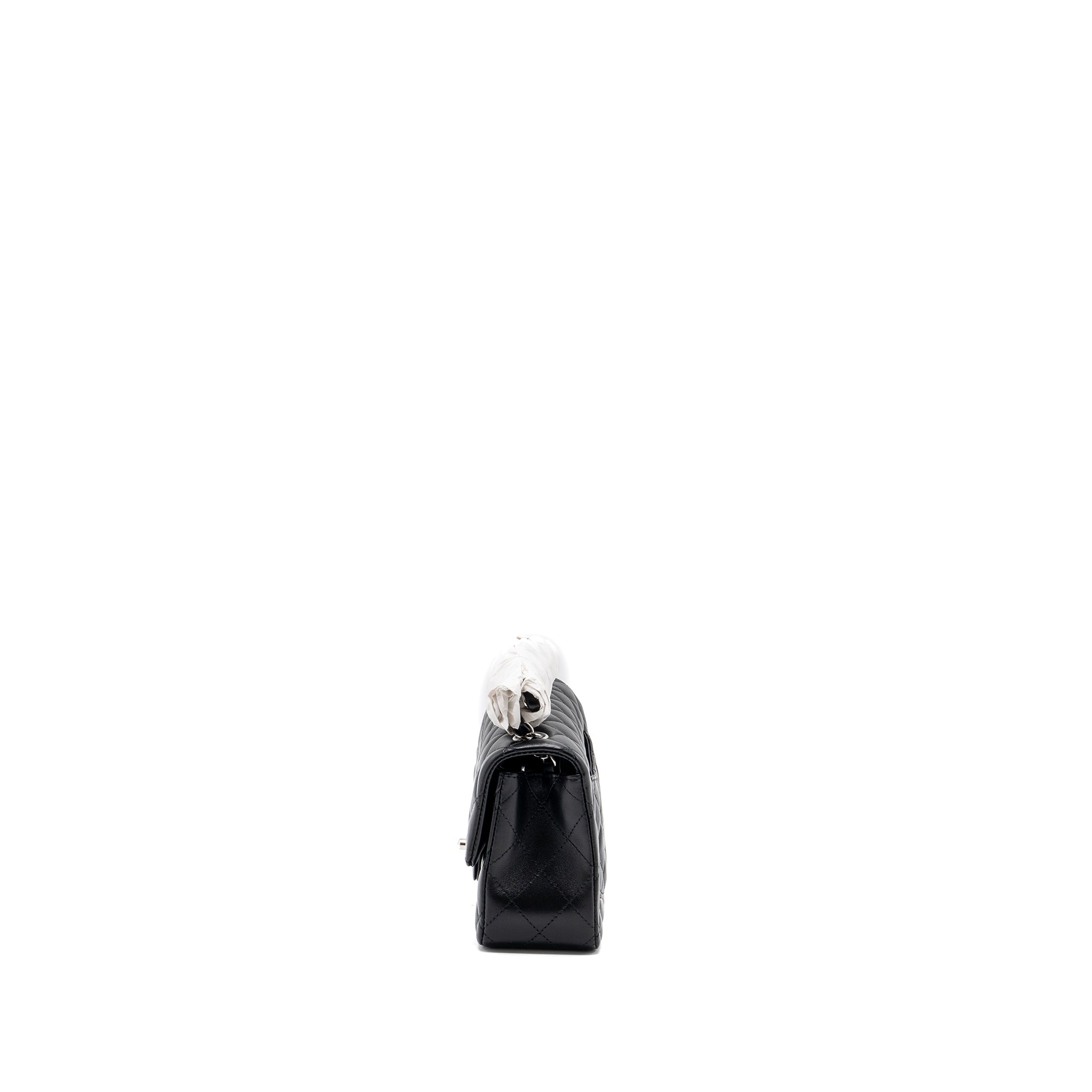 CHANEL MINI RECTANGULAR FLAP BAG LAMBSKIN BLACK WITH SHW (MICROCHIP)