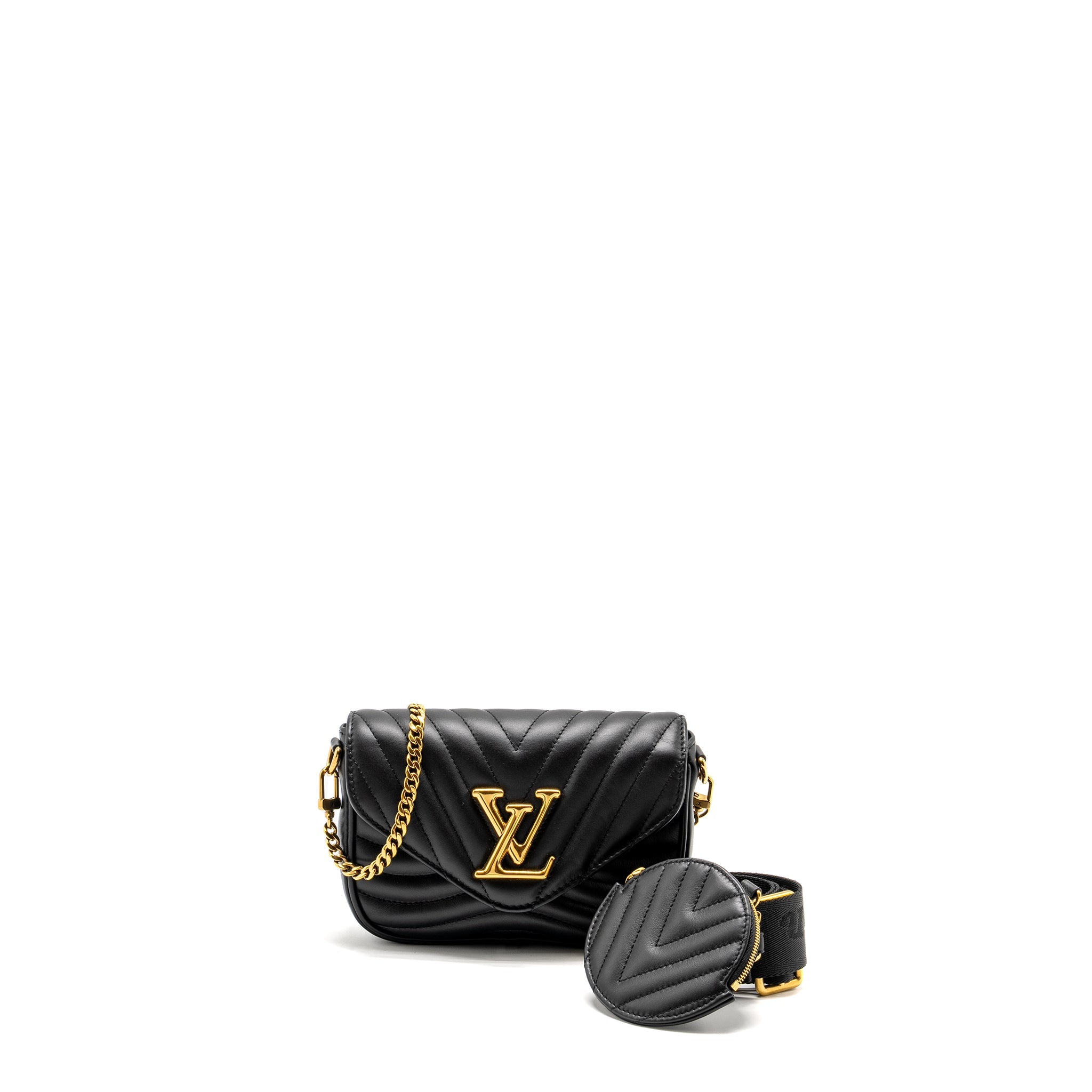 LOUIS VUITTON NEW WAVE MULTI POCHETTE CALFSKIN BLACK GHW