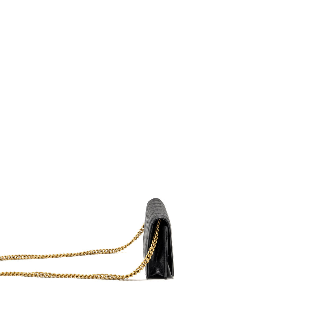 CHANEL BOY WALLET ON CHAIN CAVIAR BLACK GHW (MICROCHIP)