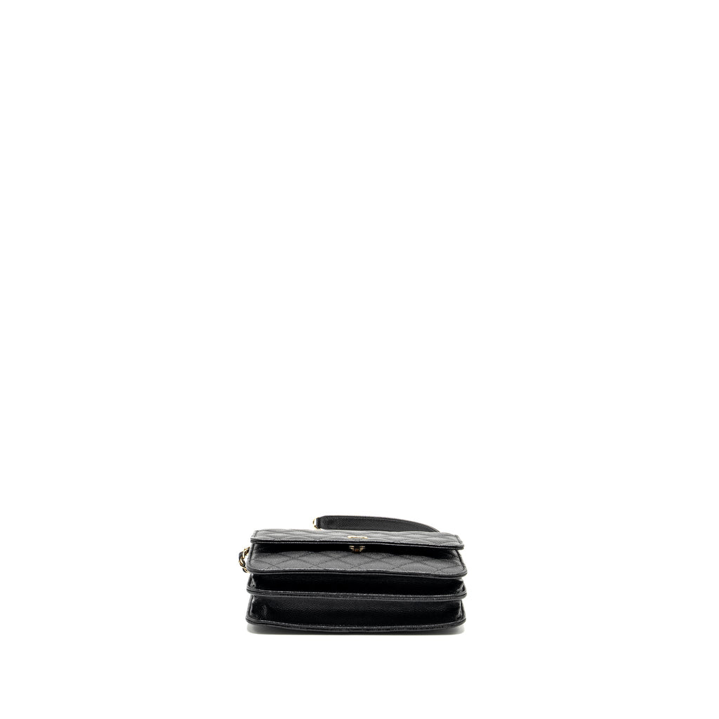 CHANEL QUILTED WALLET ON CHAIN CAVIAR BLACK GHW