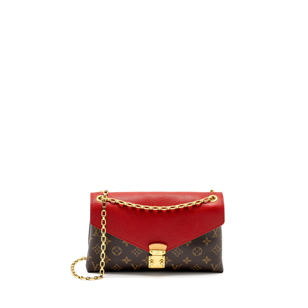 LOUIS VUITTON PALLAS CHAIN BAG MONOGRAM CANVAS/LEATHER RED GHW