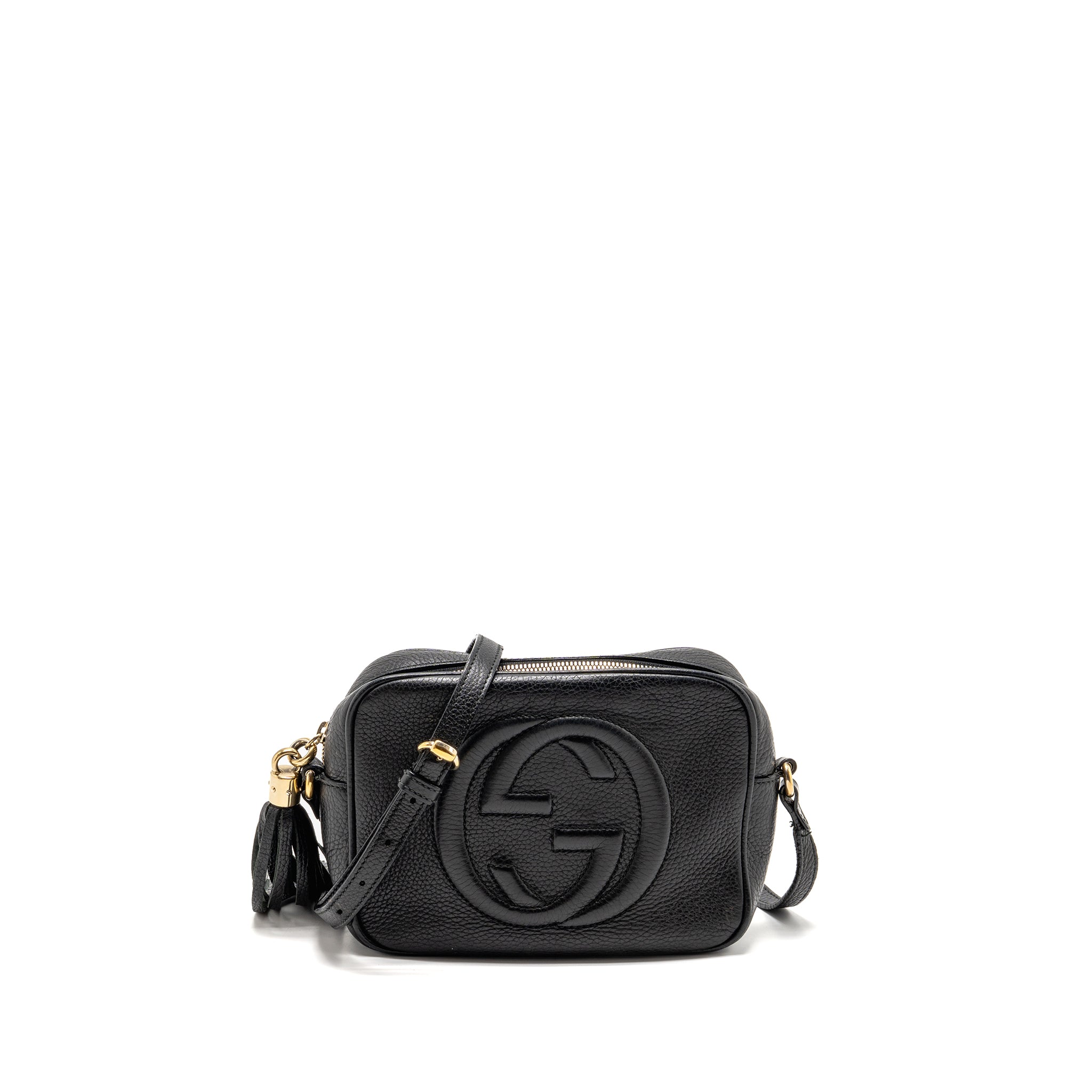 GUCCI SOHO DISCO CAMERA CROSSBODY BAG CALFSKIN BLACK LGHW