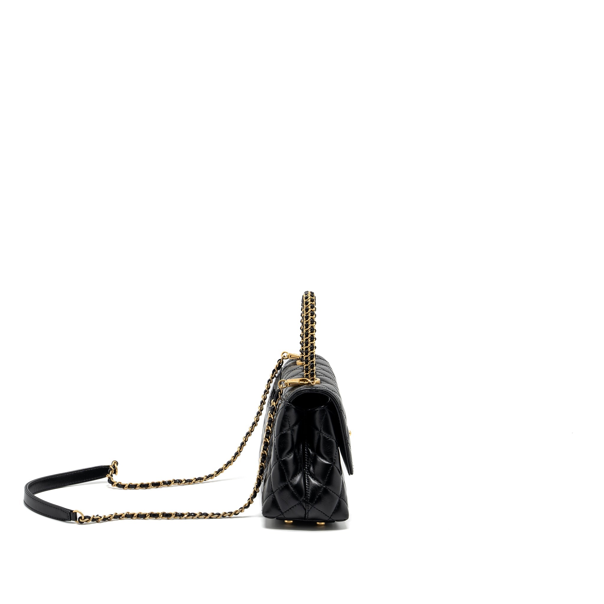 CHANEL SMALL COCO HANDLE LIMITED EDITION SMOOTH CALFSKIN BLACK GHW(MICROCHIP)