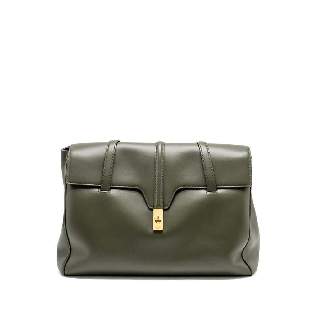 CELINE LARGE SOFT 16 BAG SMOOTH CALFSKIN DARK GREEN GHW