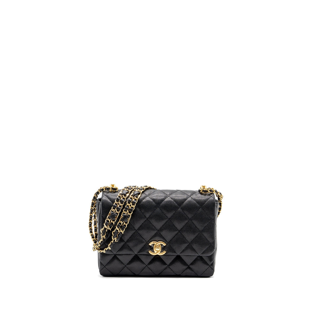 CHANEL 22K COCO FIRST FLAP BAG CAVIAR BLACK GHW (MICROCHIP)