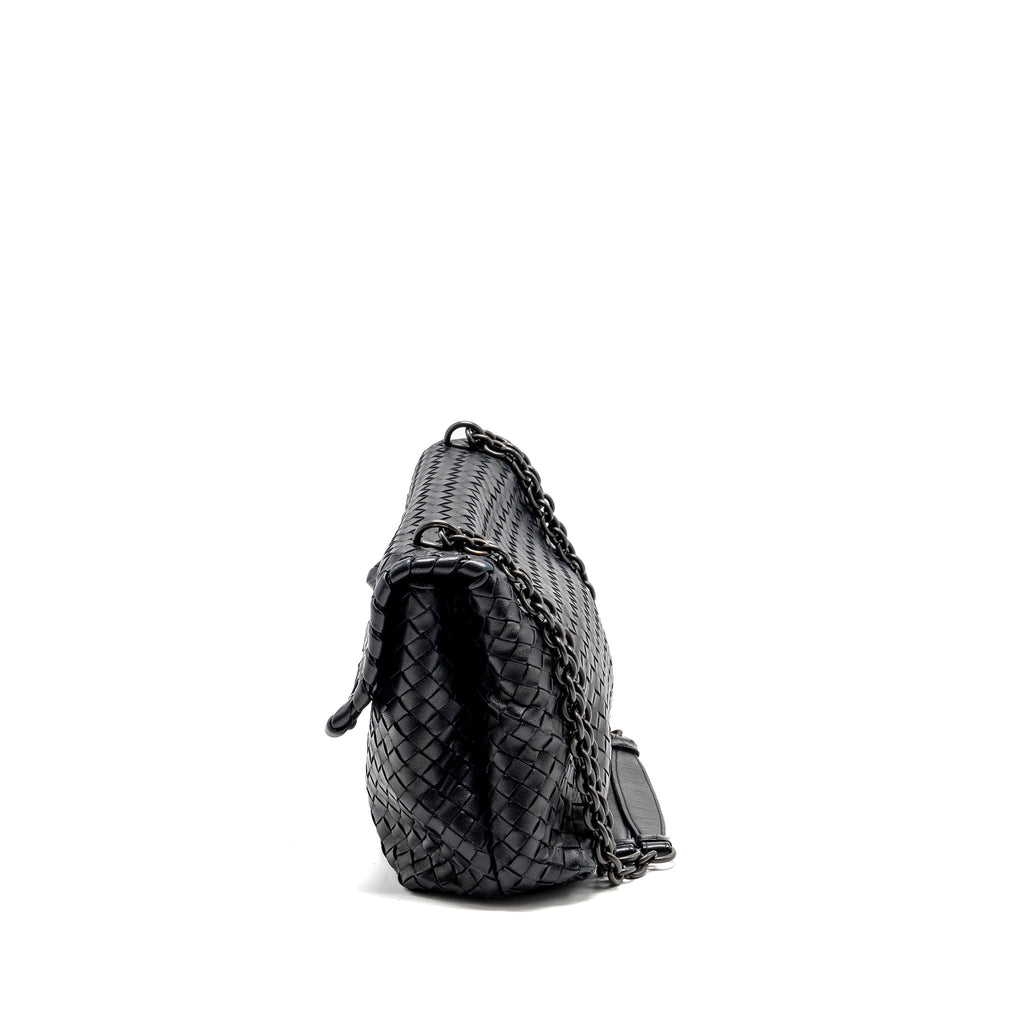 BOTTEGA VENETA OLYMPIA BAG LEATHER BLACK WITH BLACK HARDWARE