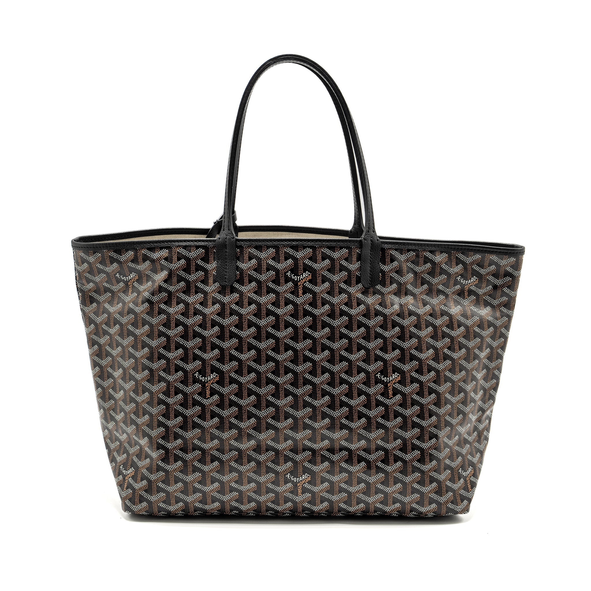 GOYARD SAINT LOUIS PM TOTE BAG GOYARDINE CANVAS / CALFSKIN BLACK SHW